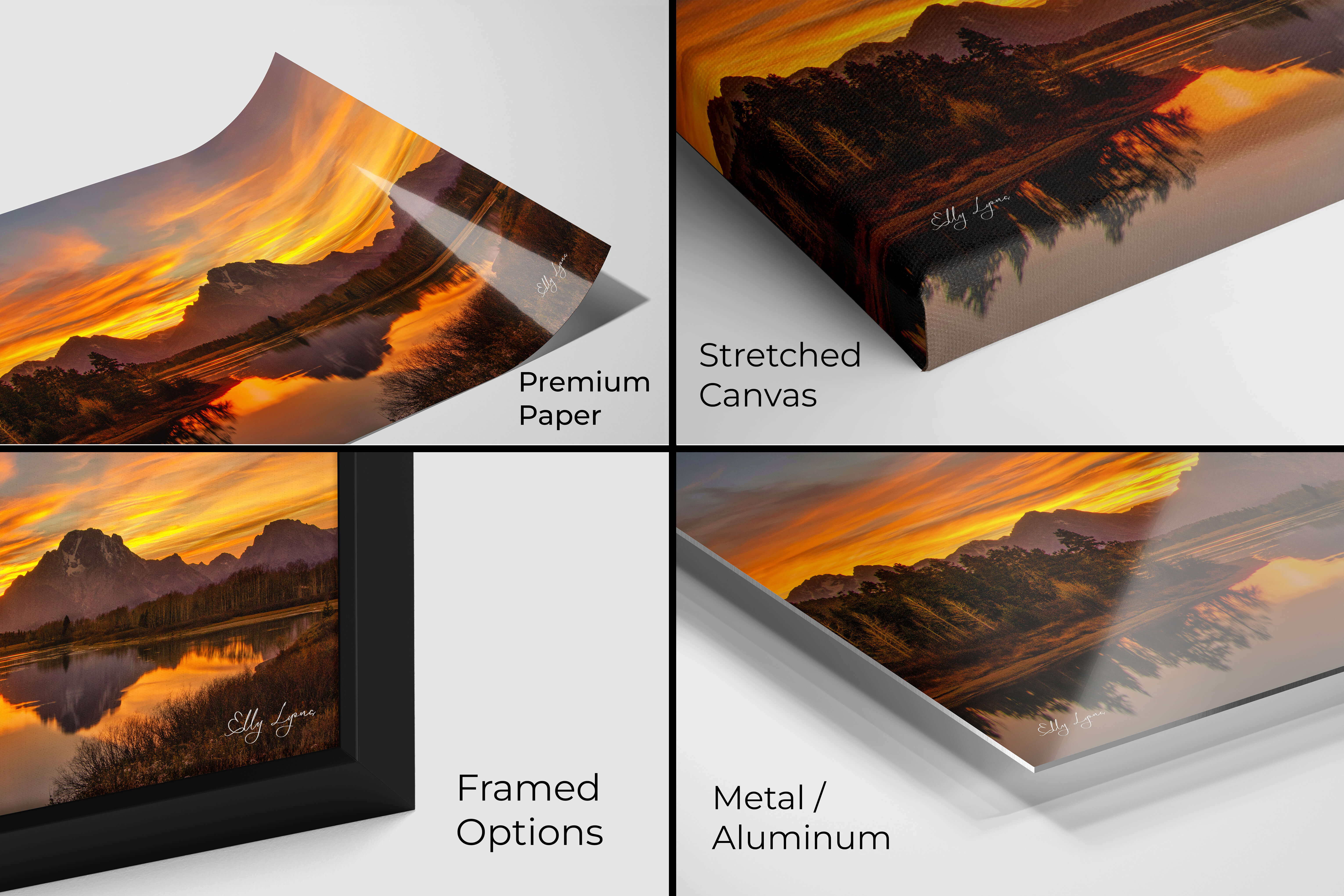 Grand Teton Art Print – Oxbow Bend Autumn Sunset Canvas | Scenic Mountain Decor