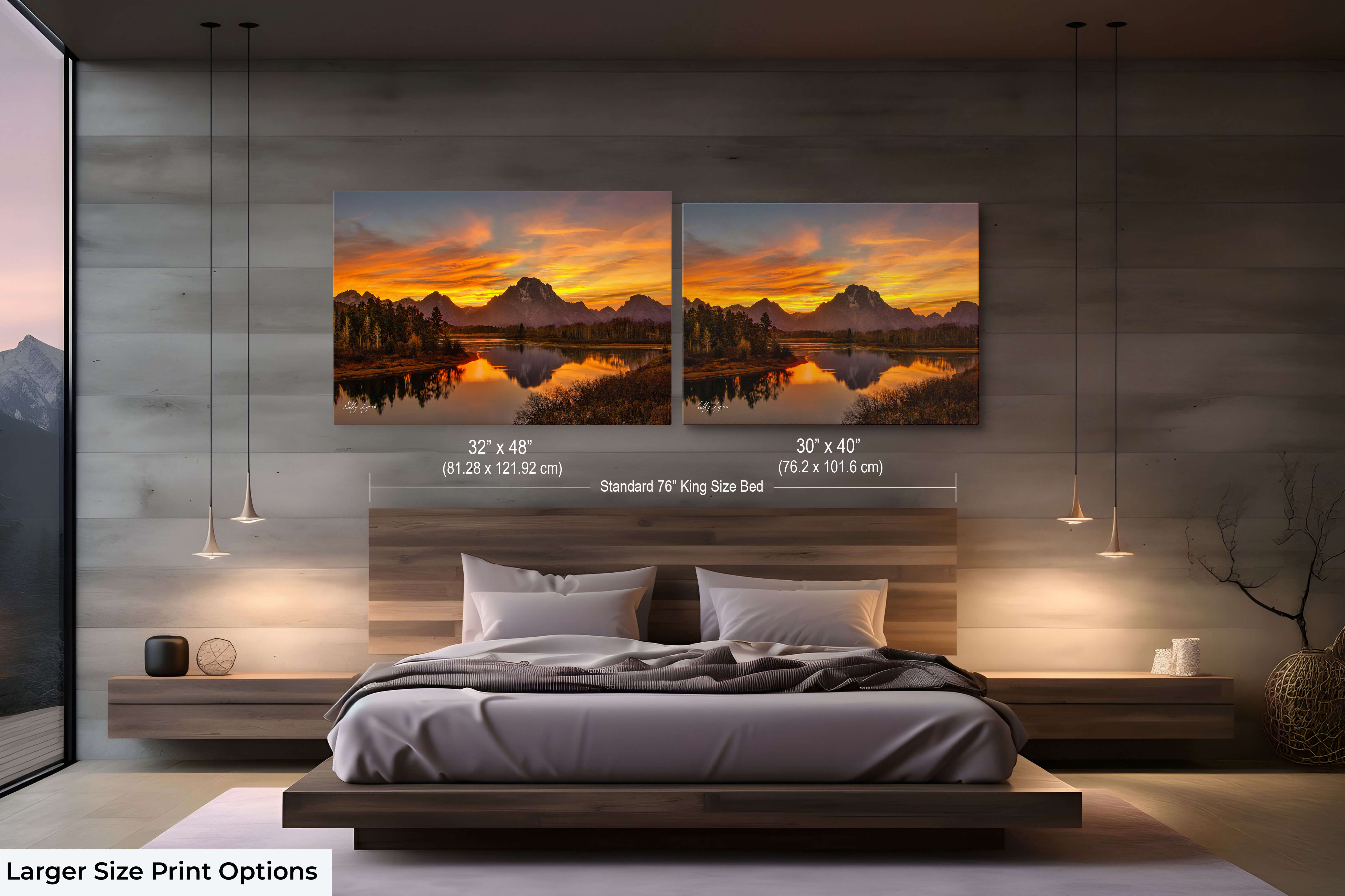 Grand Teton Art Print – Oxbow Bend Autumn Sunset Canvas | Scenic Mountain Decor
