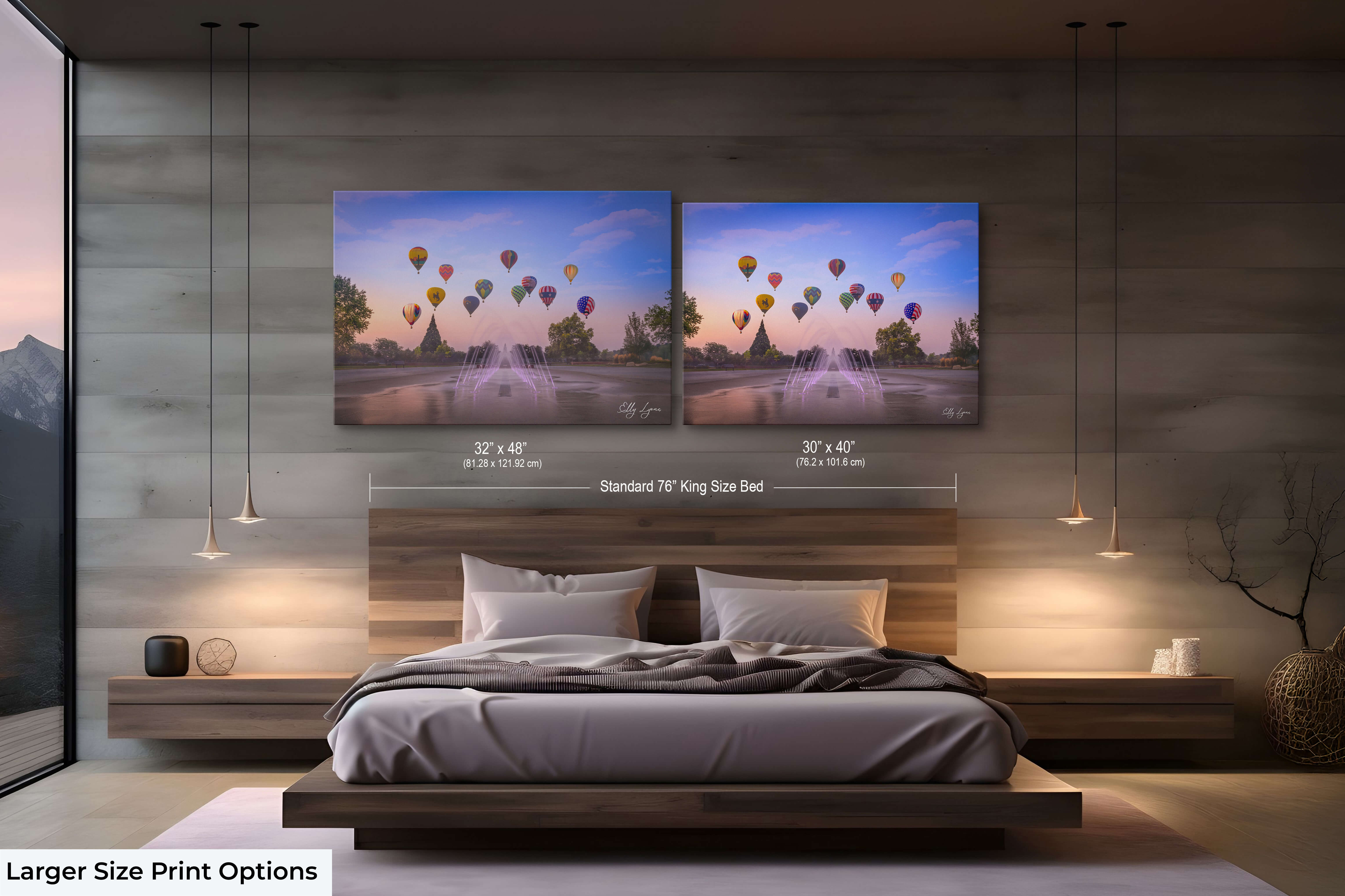Large balloon scene capturing joy and light for a hopeful bedroom design.