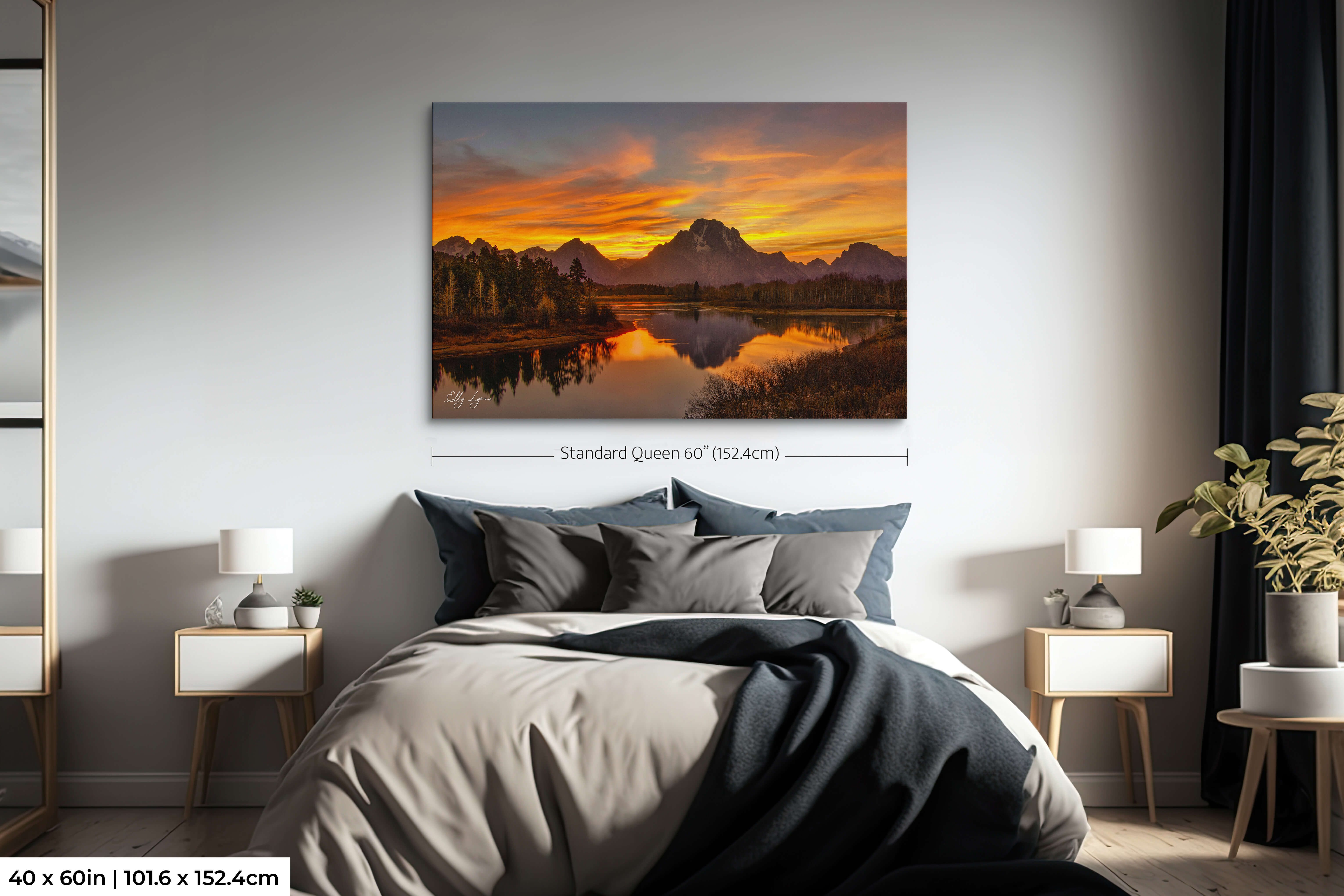 Grand Teton Art Print – Oxbow Bend Autumn Sunset Canvas | Scenic Mountain Decor