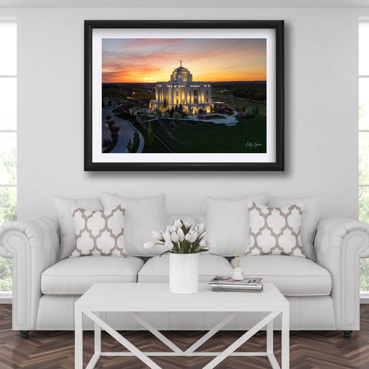 LDS Meridian Idaho Temple Print - "Sanctuary at Sunset"