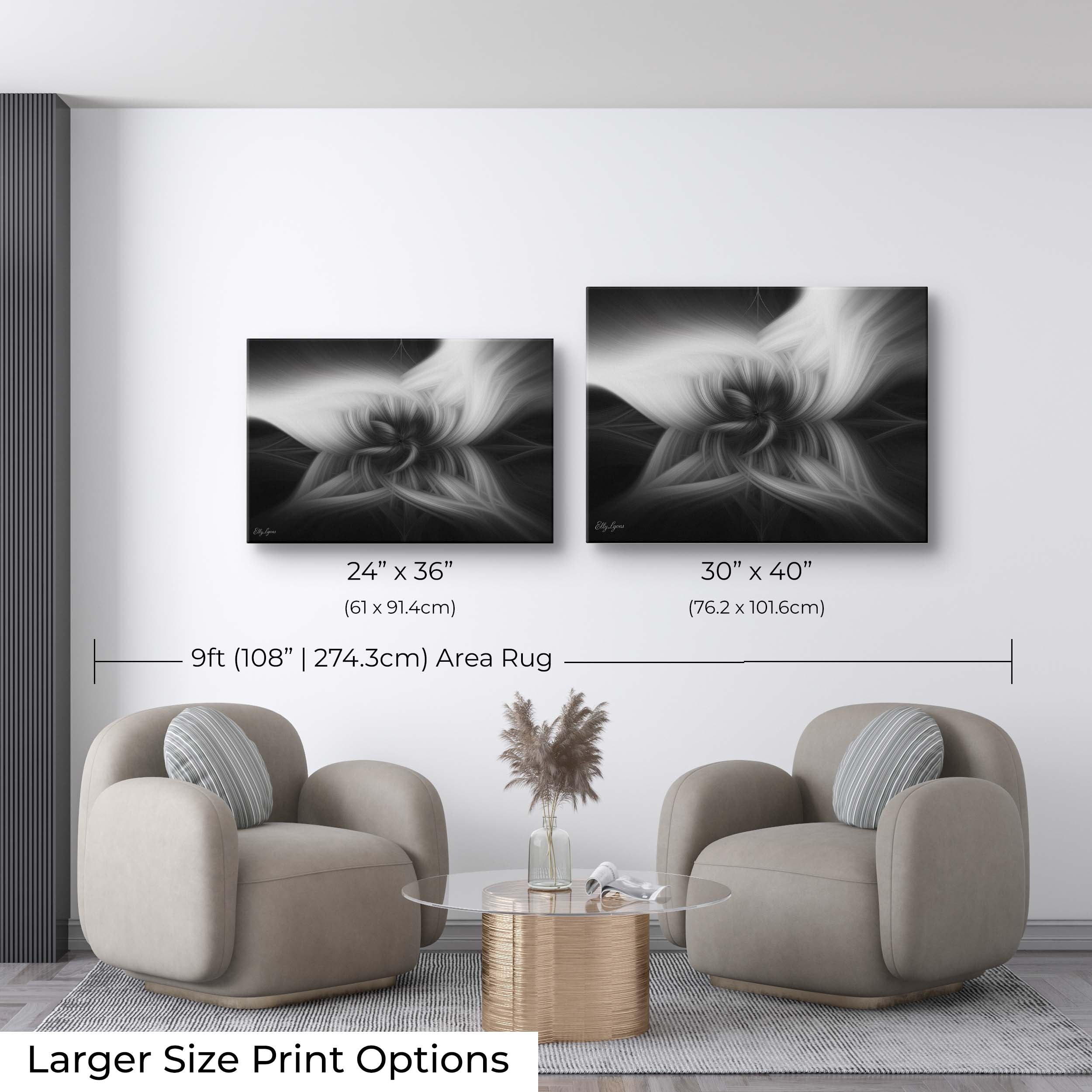 Black & White Abstract Print - "Grace In The Shadows"