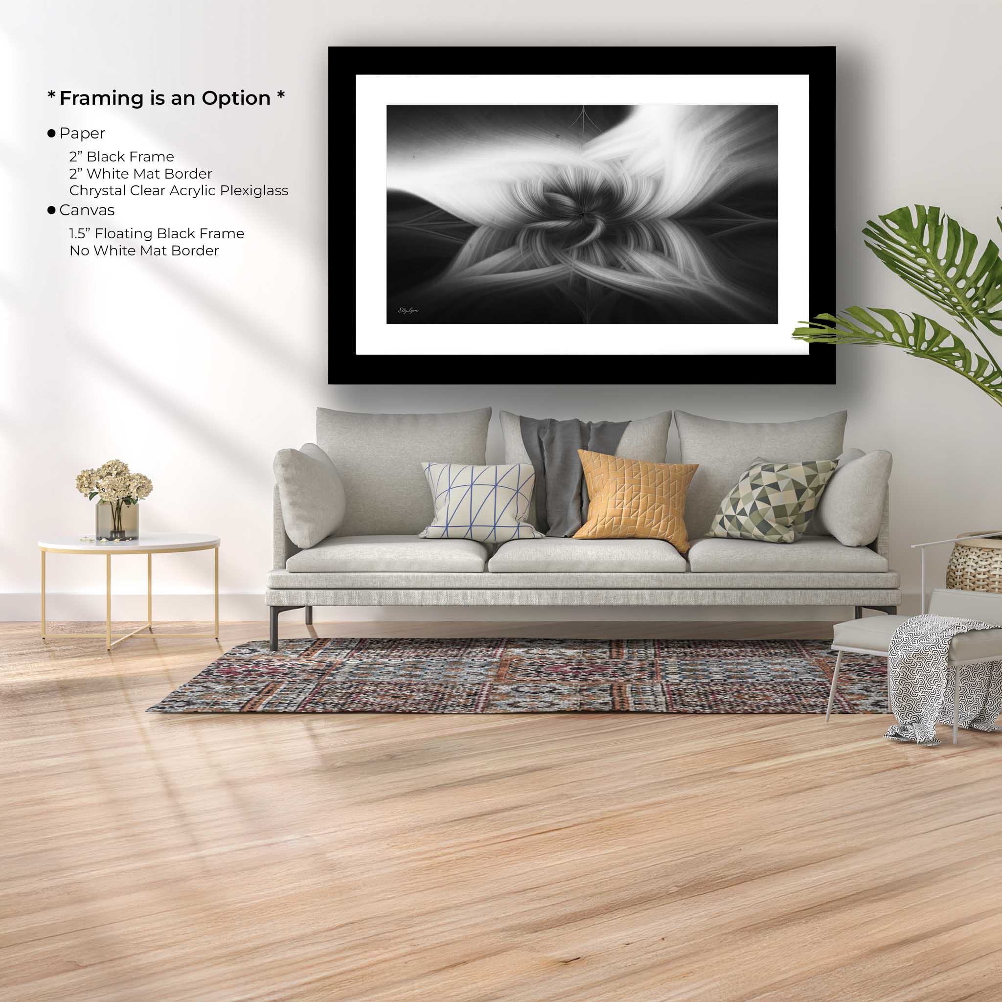 "Grace In The Shadows" - Black and White Abstract Art – Luxury Monochrome Canvas Print for Sacred Spaces