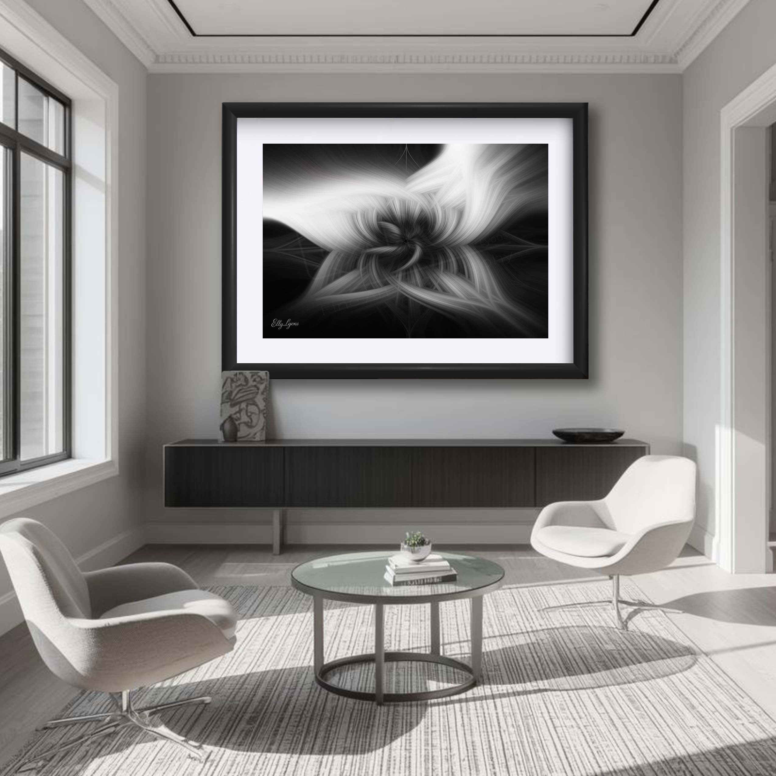 Black & White Abstract Print - "Grace In The Shadows"