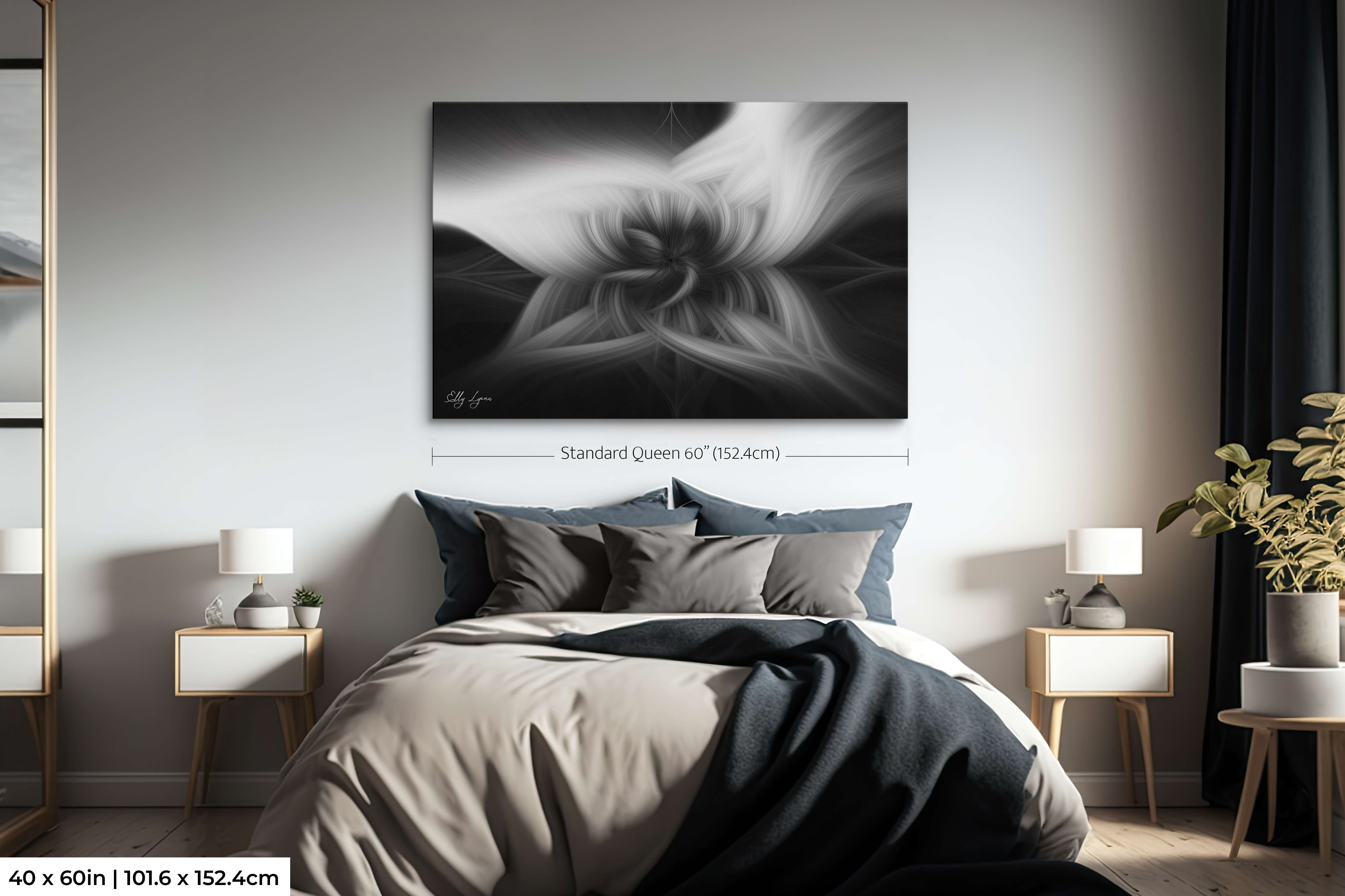 "Grace In The Shadows" - Black and White Abstract Art – Luxury Monochrome Canvas Print for Sacred Spaces