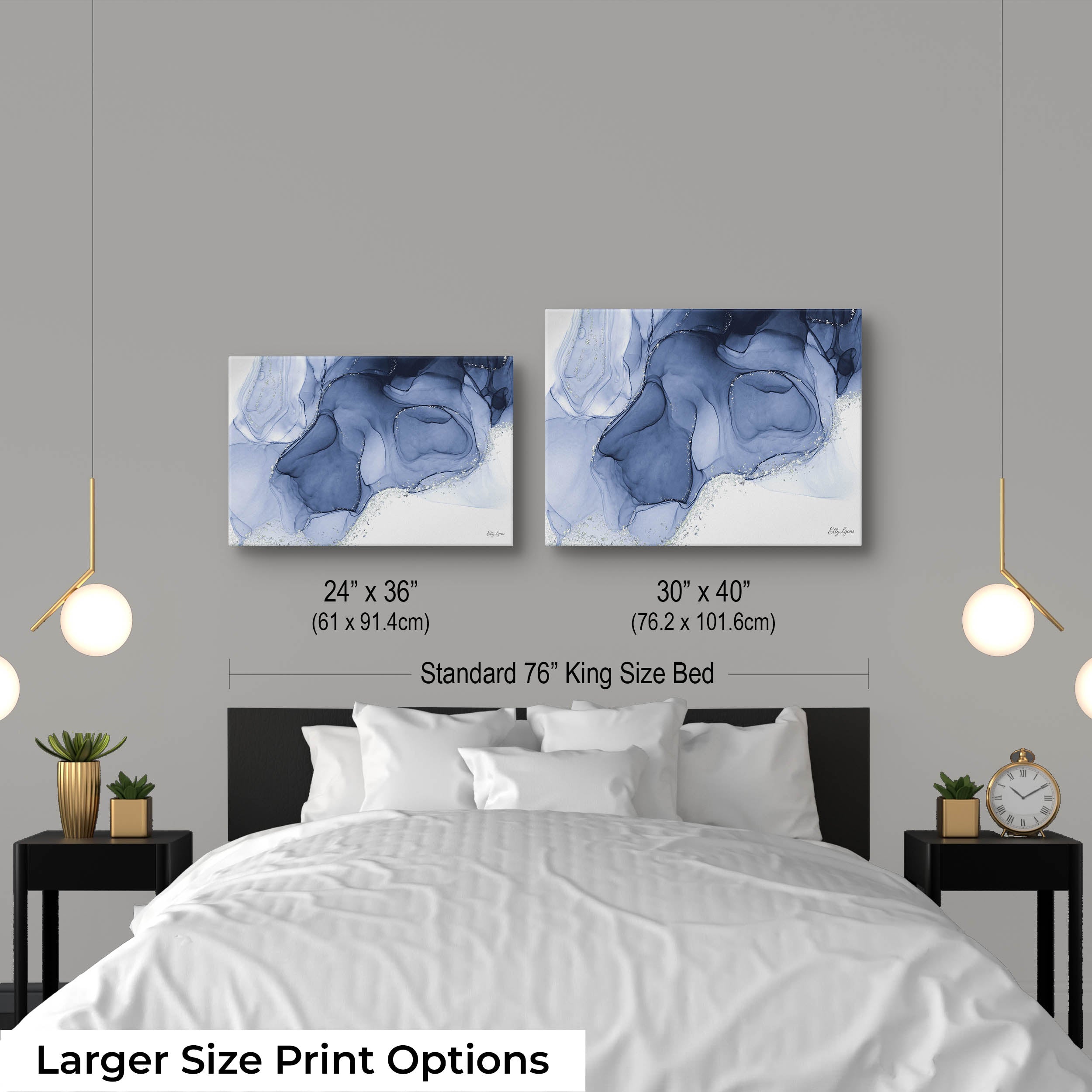 Elegant, Refined Indigo Abstract Print - "Liquid Dreams"