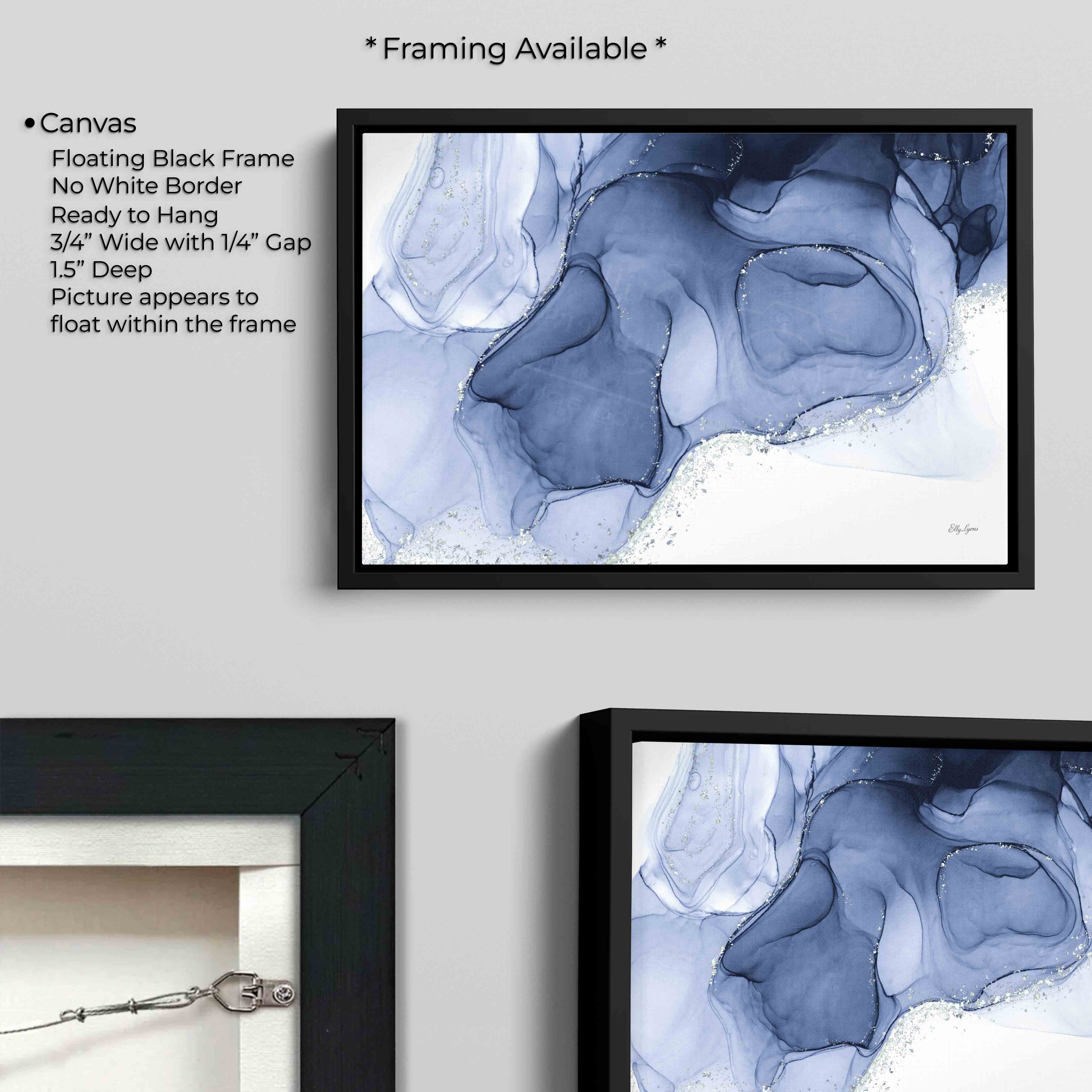 Elegant, Refined Indigo Abstract Print - "Liquid Dreams"