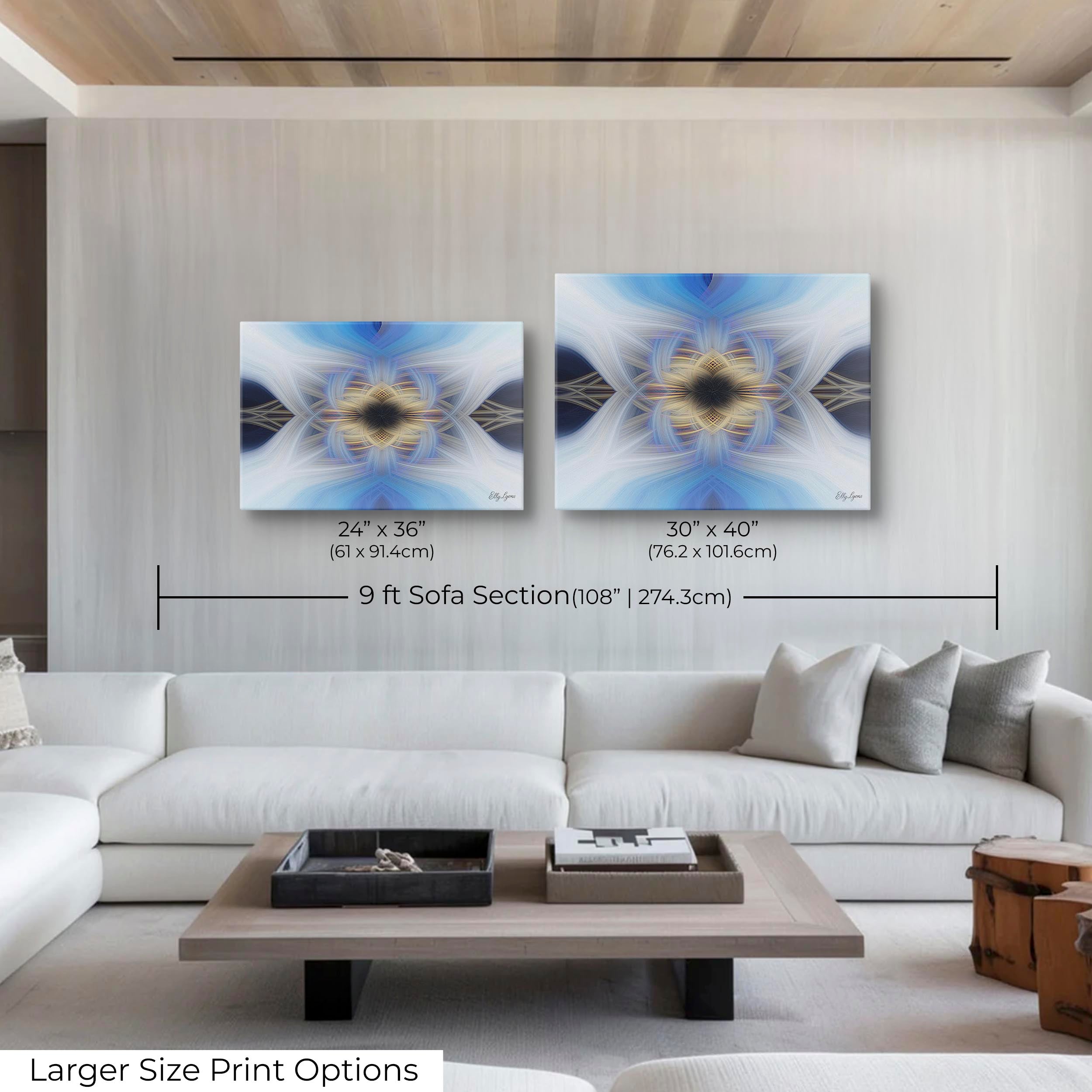 Blue & Gold Abstract Print - "Still Point of the Turning World"