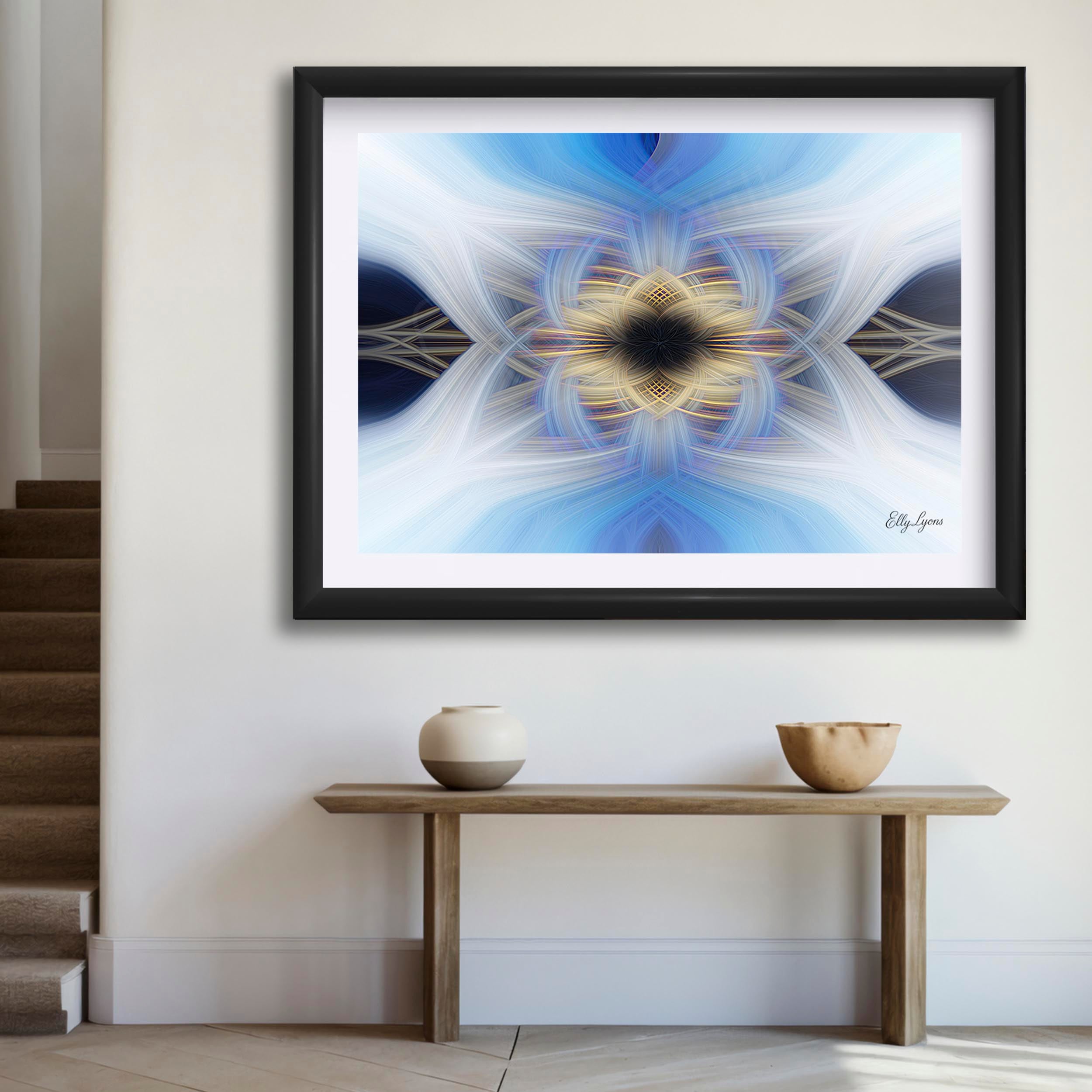 Blue & Gold Abstract Print - "Still Point of the Turning World"
