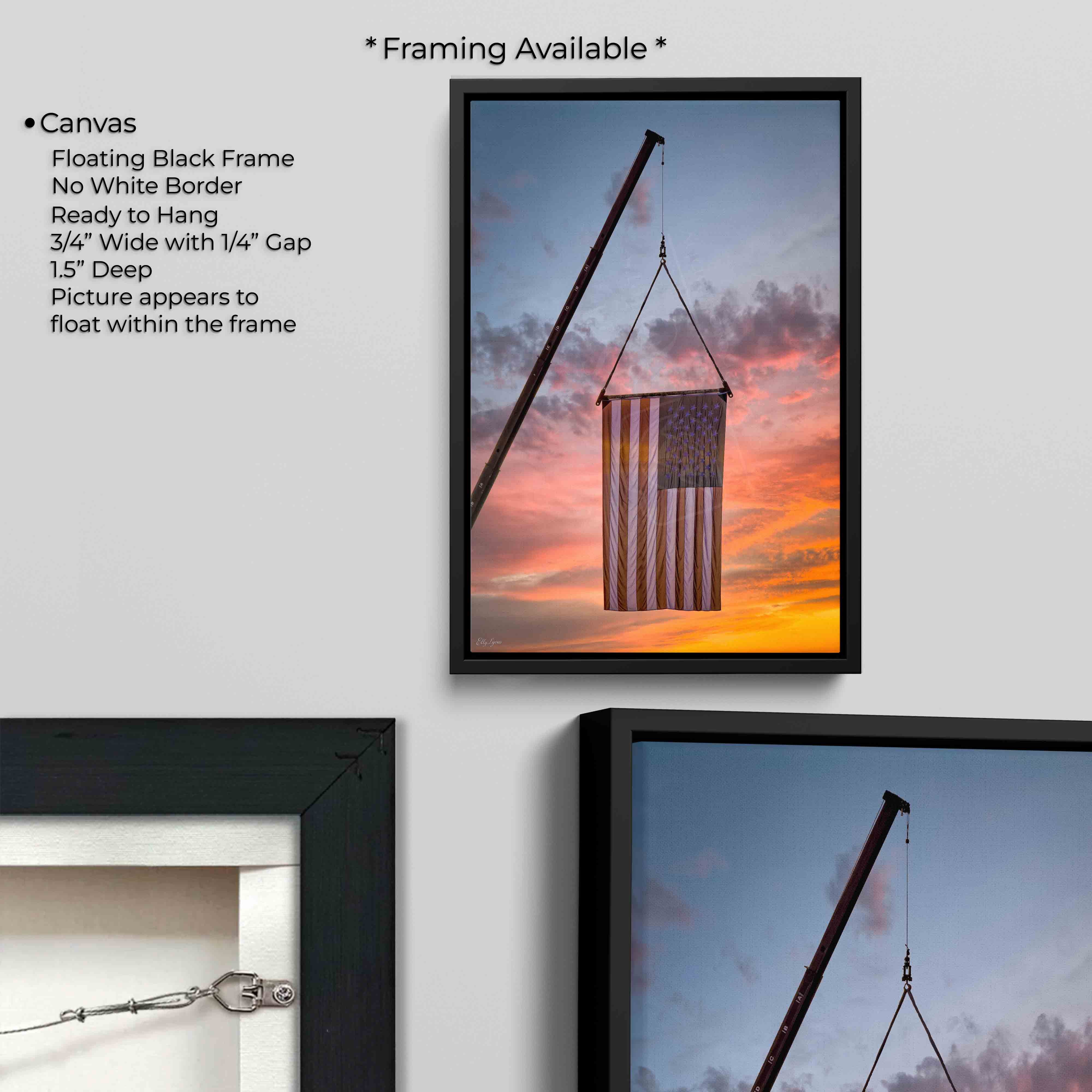 American Flag Sunset Print, Patriotic Wall Decor