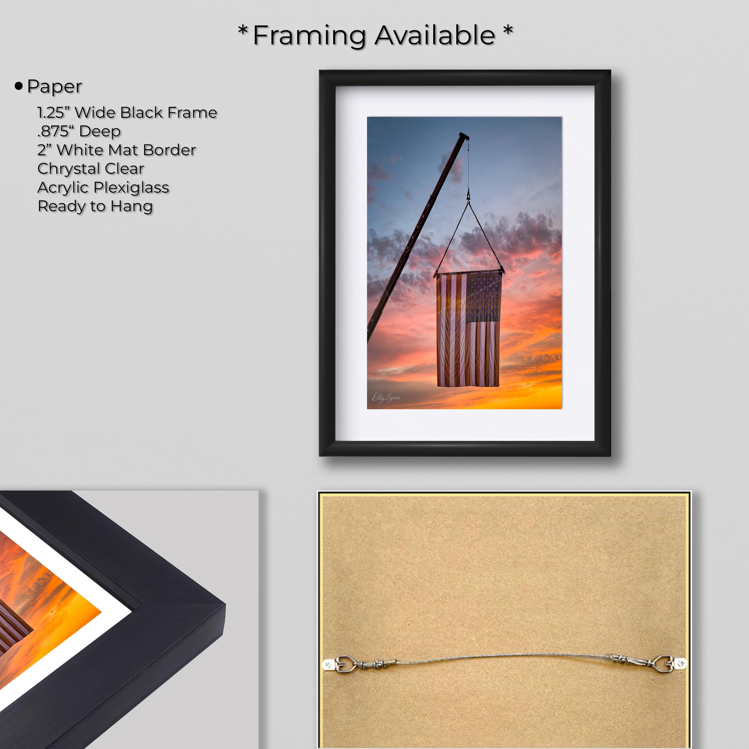 American Flag Sunset Print, Patriotic Wall Decor