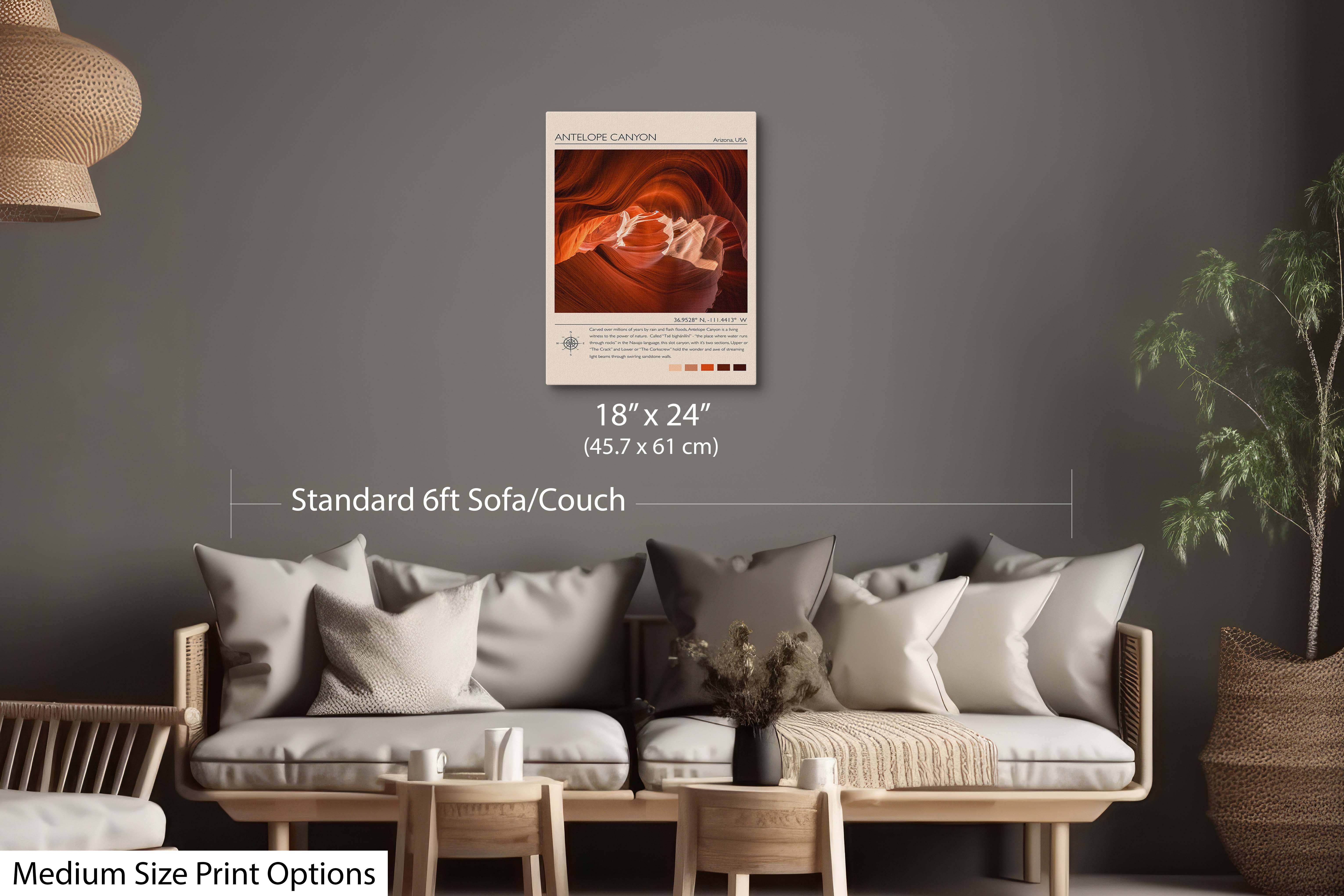 Antelope Canyon Poster - Arizona Slot Canyon Travel Wall Art Print