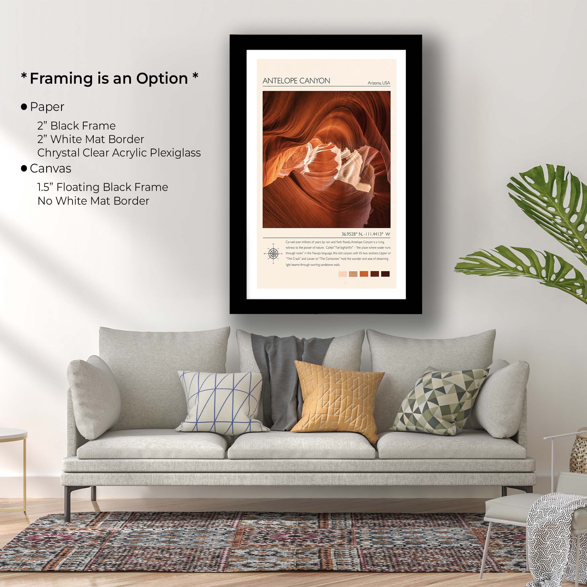 Antelope Canyon Poster - Arizona Slot Canyon Travel Wall Art Print