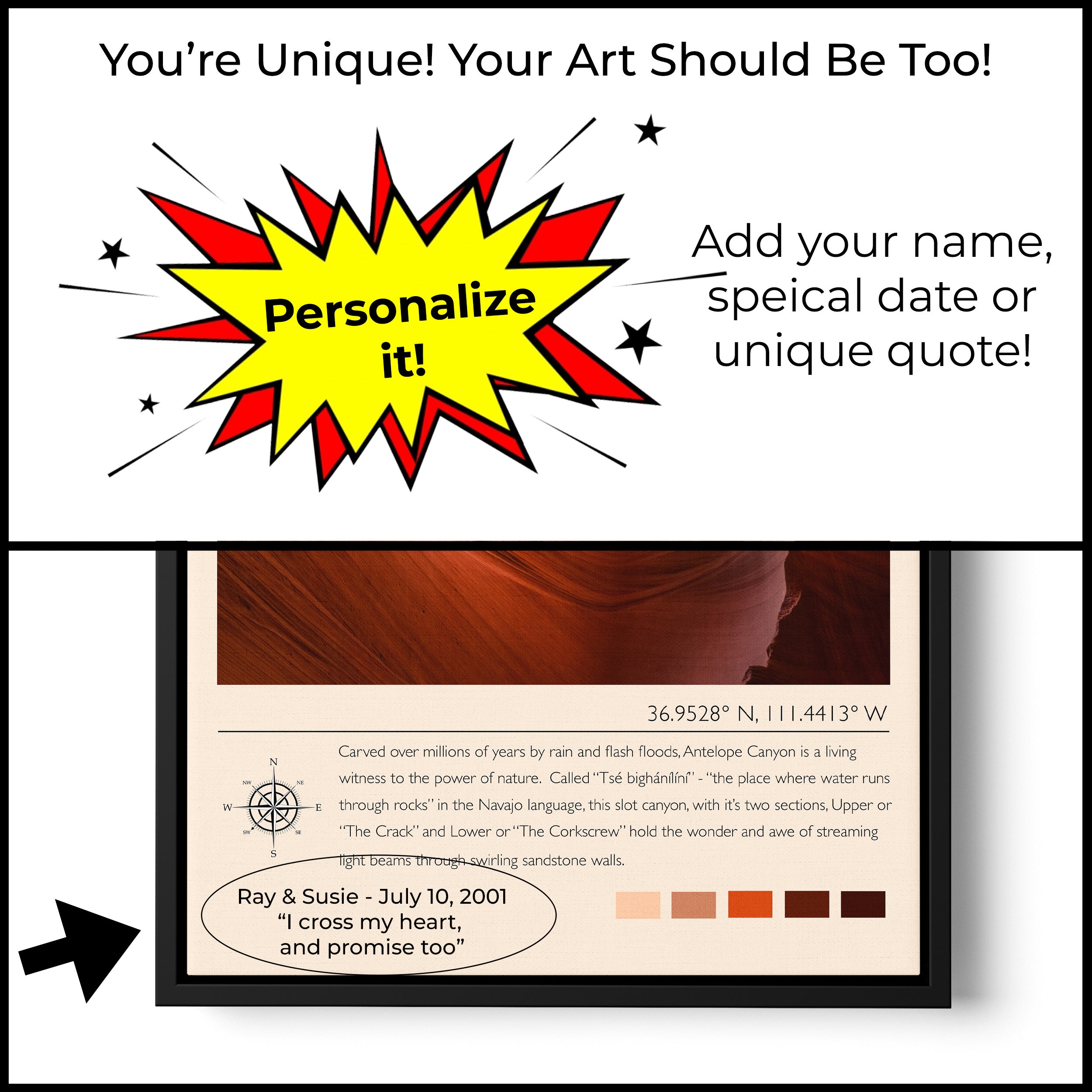 Antelope Canyon Poster - Arizona Slot Canyon Travel Wall Art Print