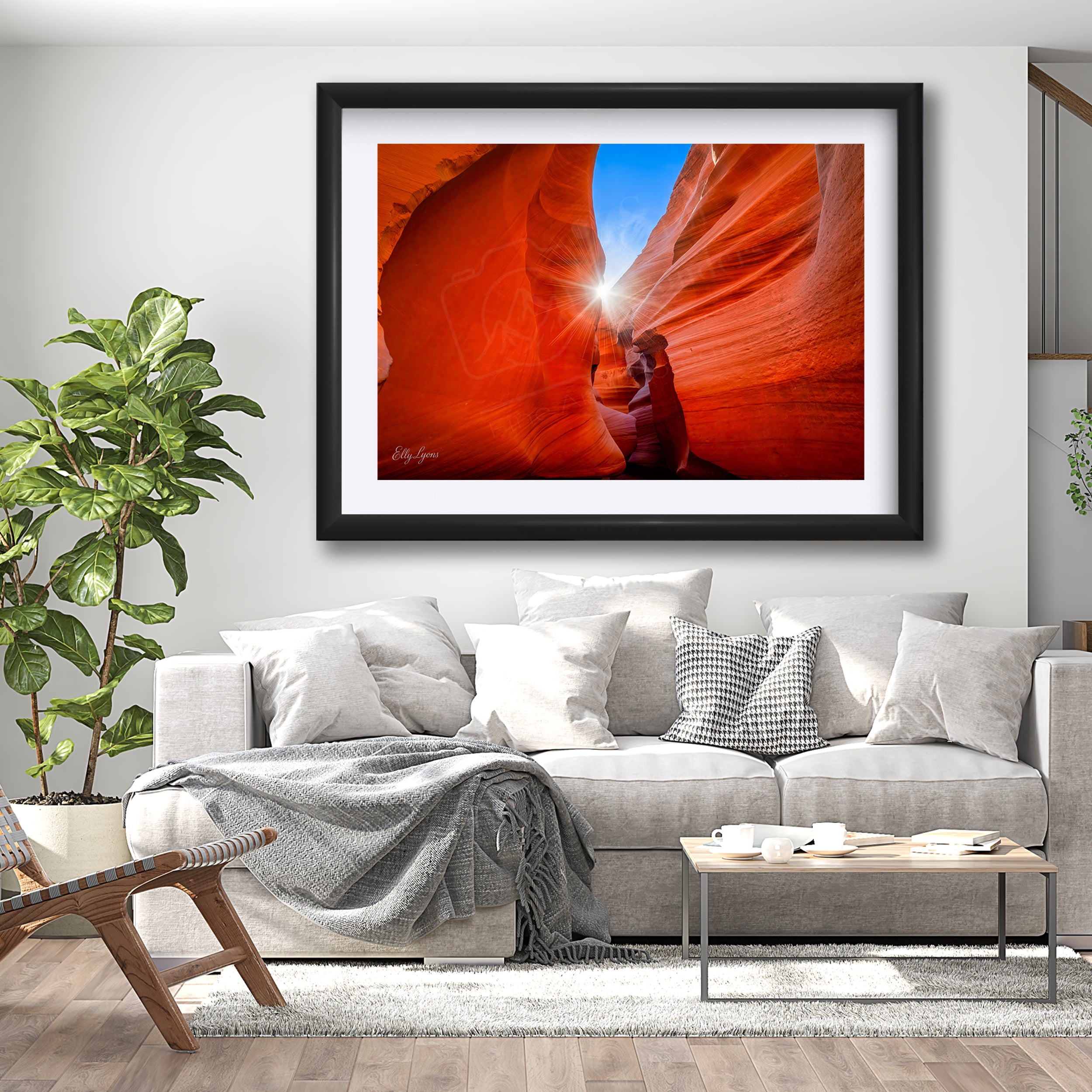 Antelope Canyon Print – Sunburst Desert Landscape Wall Decor