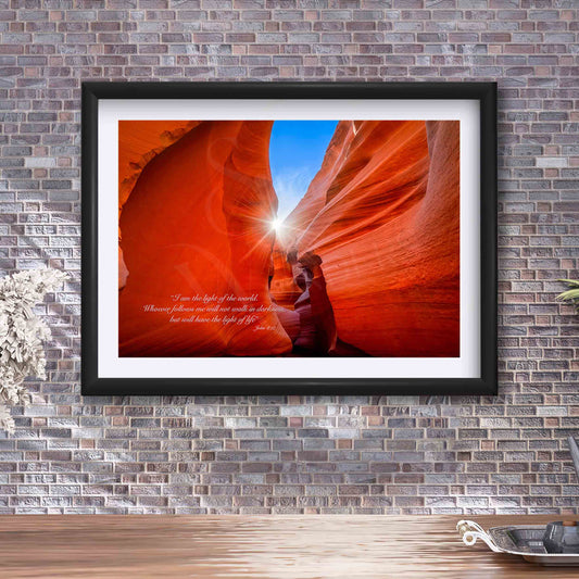 Antelope Canyon Art Print, Inspirational Scripture Wall Decor