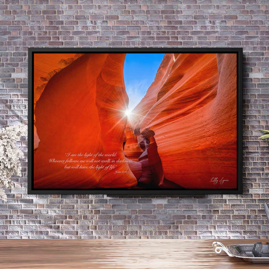 Antelope Canyon Art Print – Inspirational Scripture Wall Hanging with Starburst Light