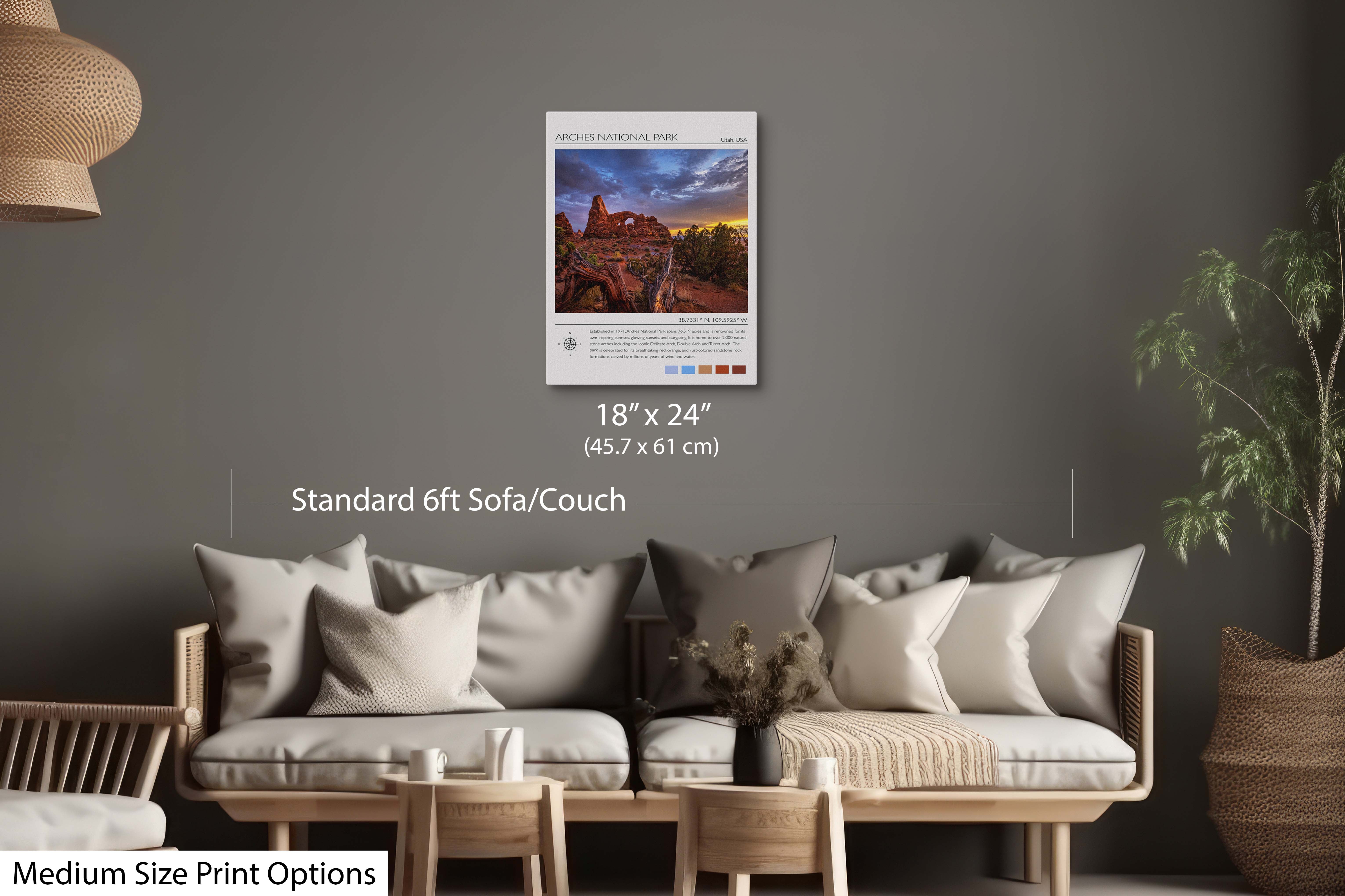 Arches National Park Poster - Utah Desert Travel Art Moab Landscape