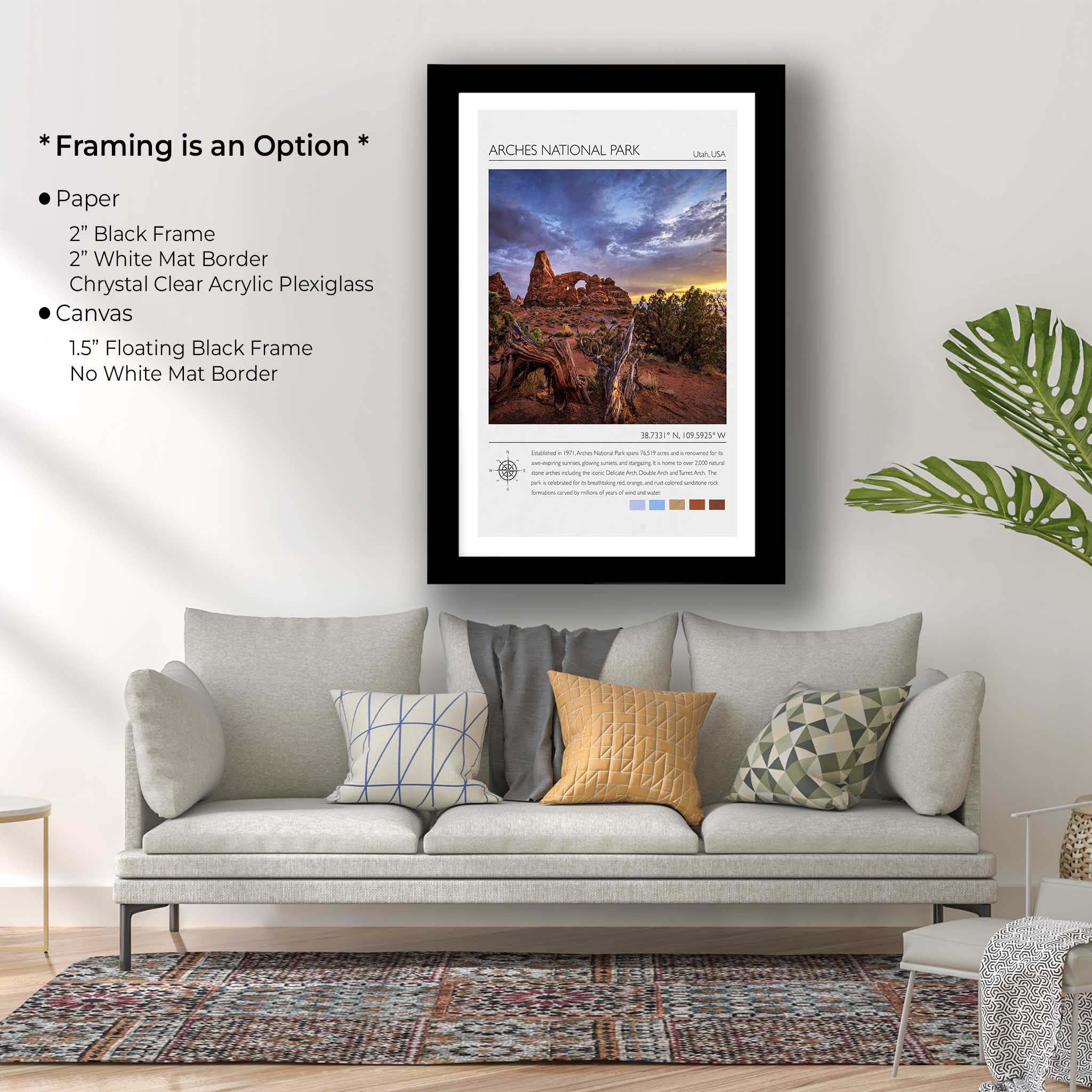 Arches National Park Poster - Utah Desert Travel Art Moab Landscape