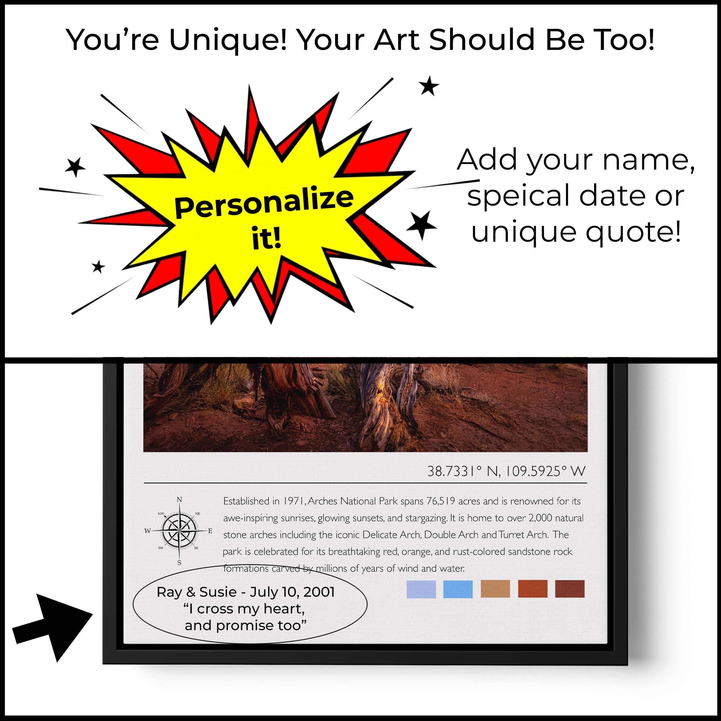 Arches National Park Poster - Utah Desert Travel Art Moab Landscape