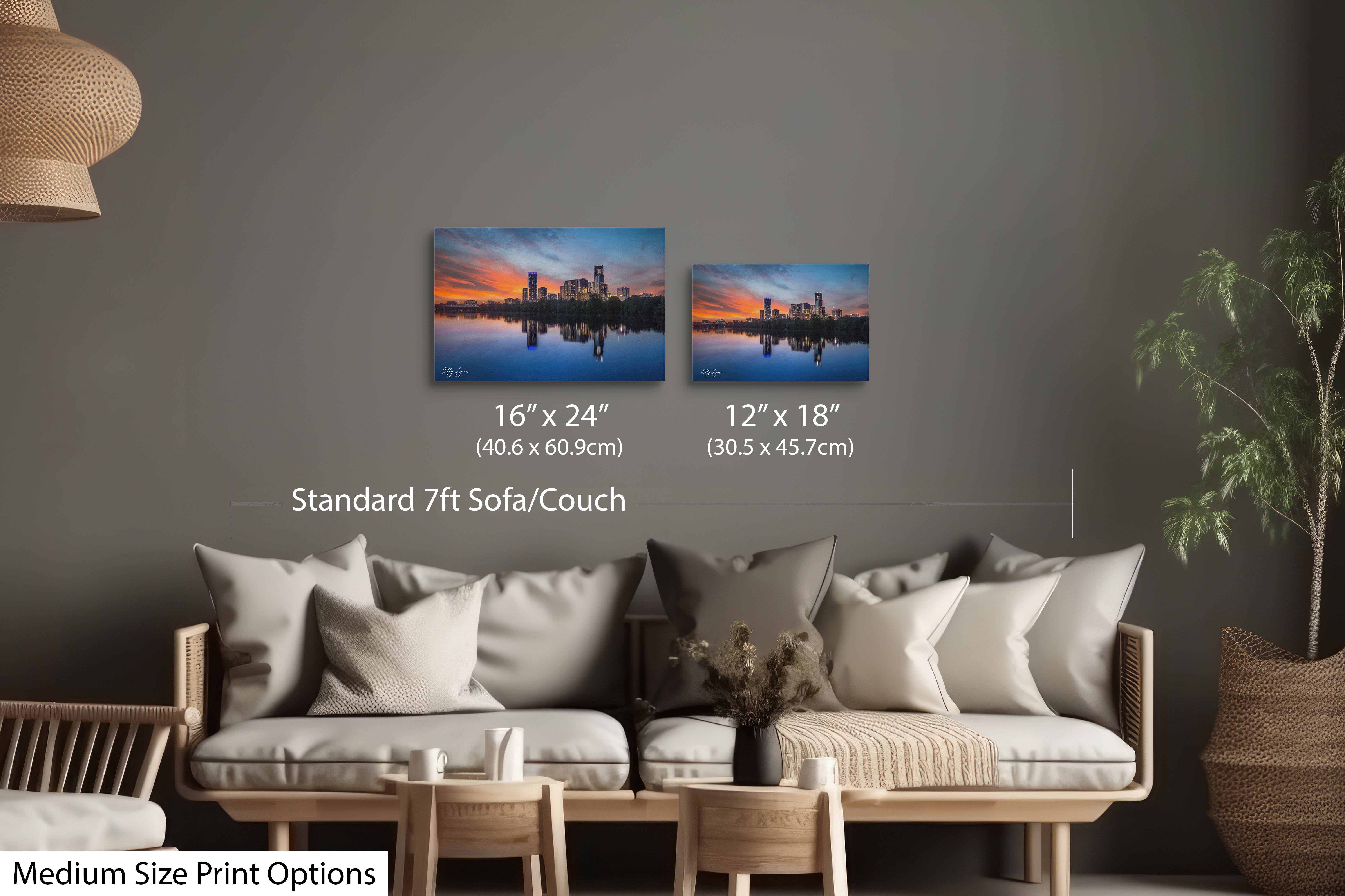 Austin Skyline Sunset – Vibrant Cityscape Art | Texas Skyline Print & Riverfront Wall Decor