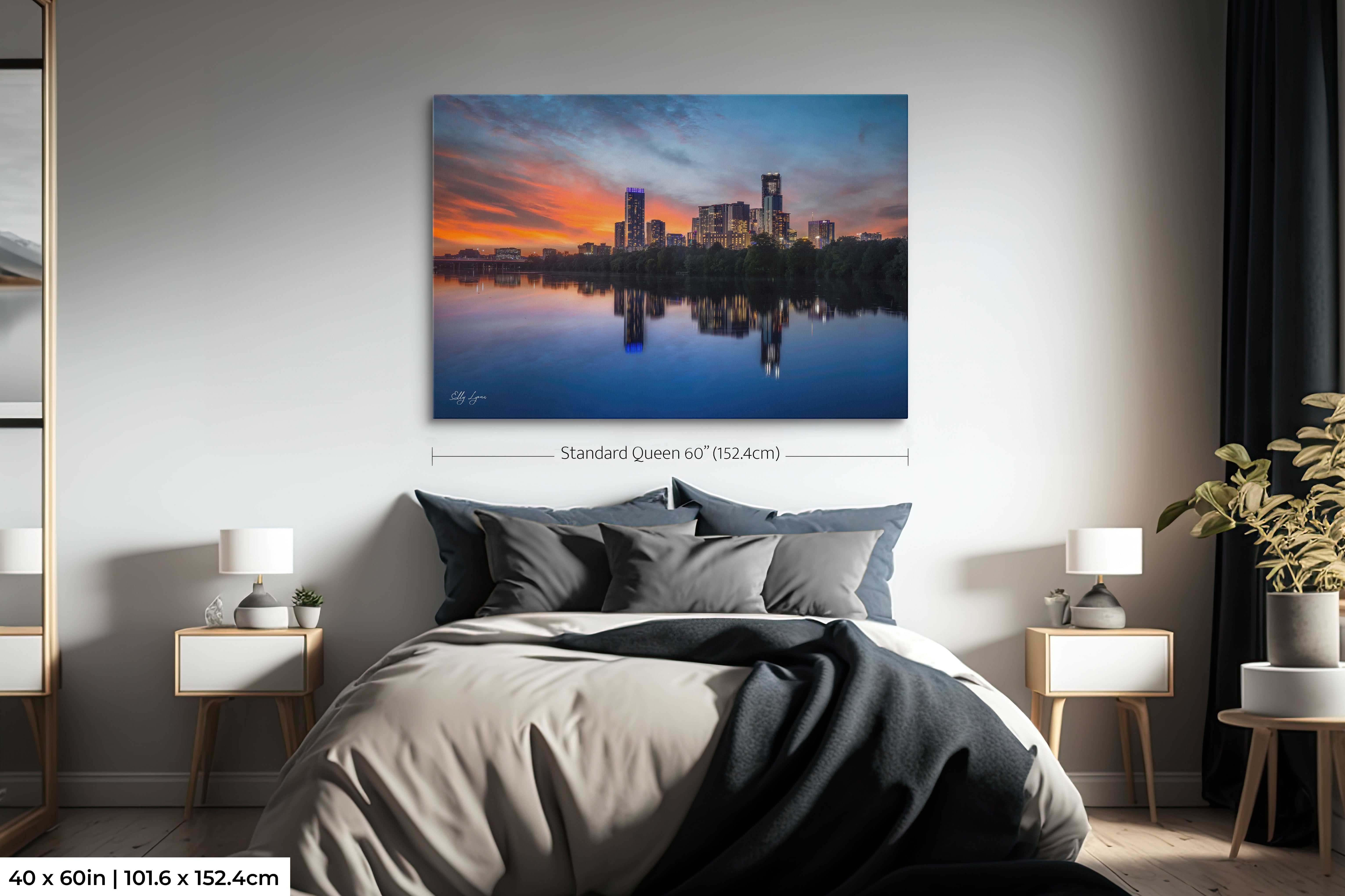 Austin Skyline Sunset – Vibrant Cityscape Art | Texas Skyline Print & Riverfront Wall Decor