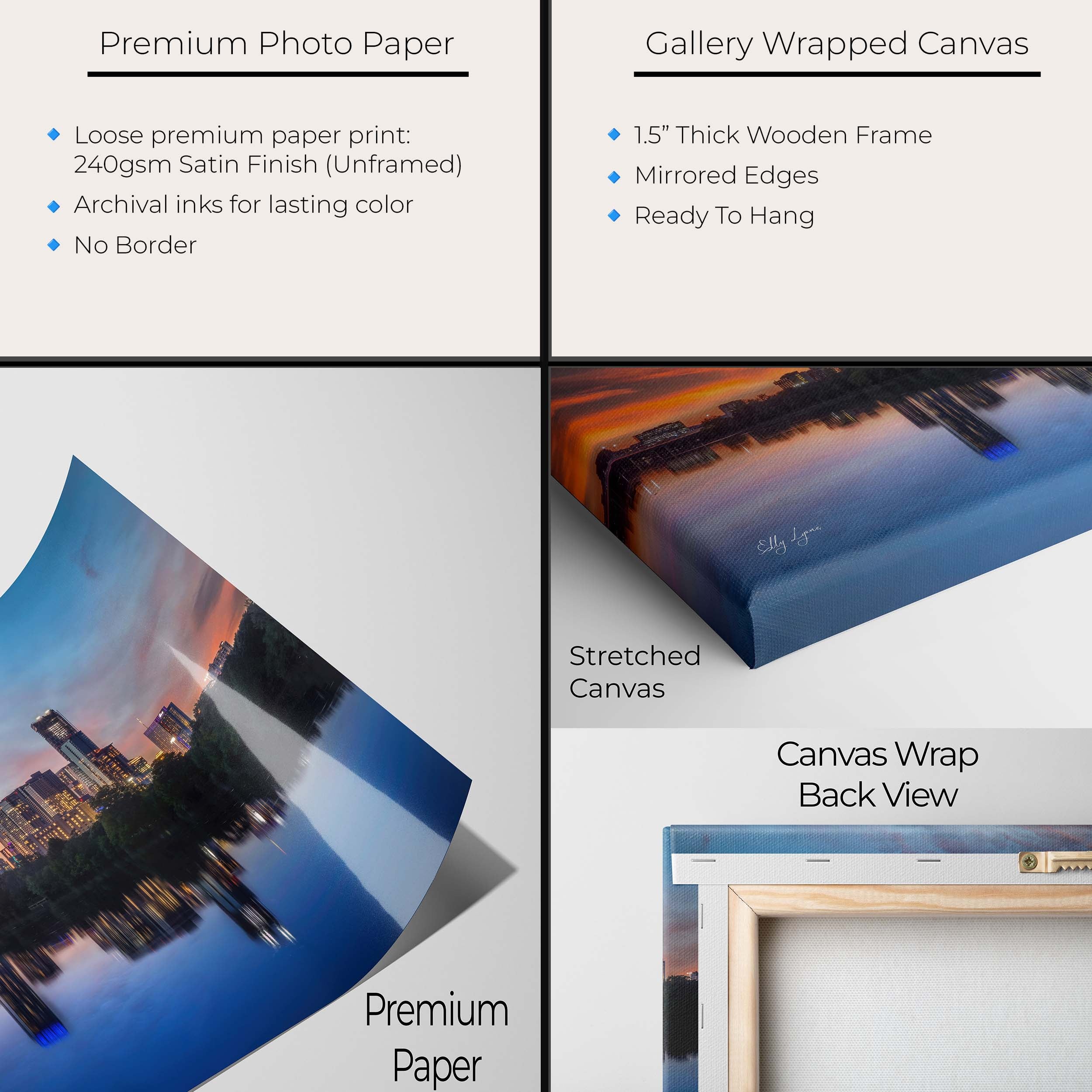 Austin Skyline Sunset – Vibrant Cityscape Art | Texas Skyline Print & Riverfront Wall Decor