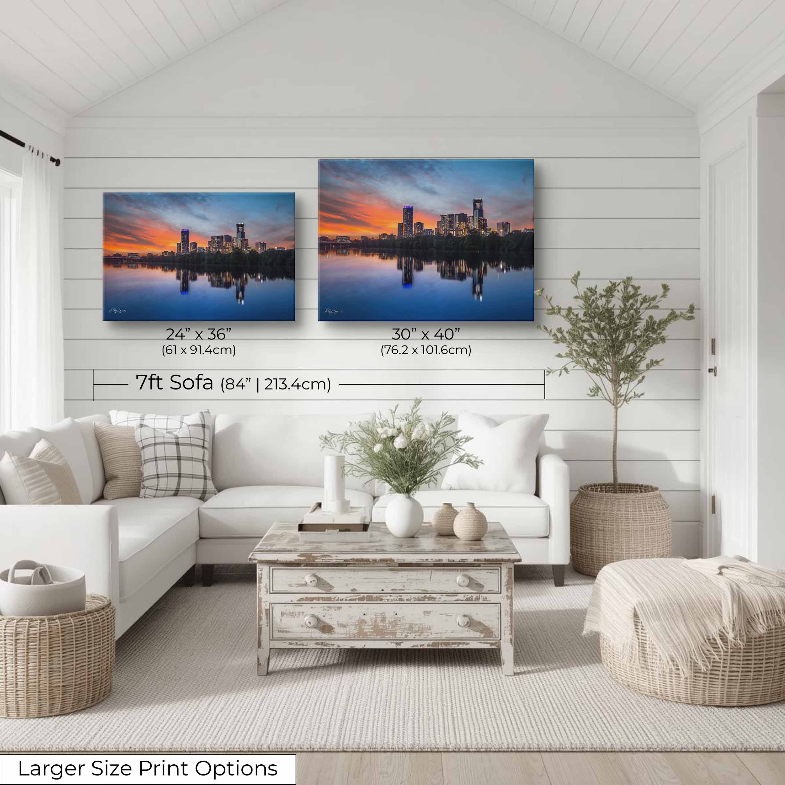 Austin Skyline Sunset – Vibrant Cityscape Art | Texas Skyline Print & Riverfront Wall Decor