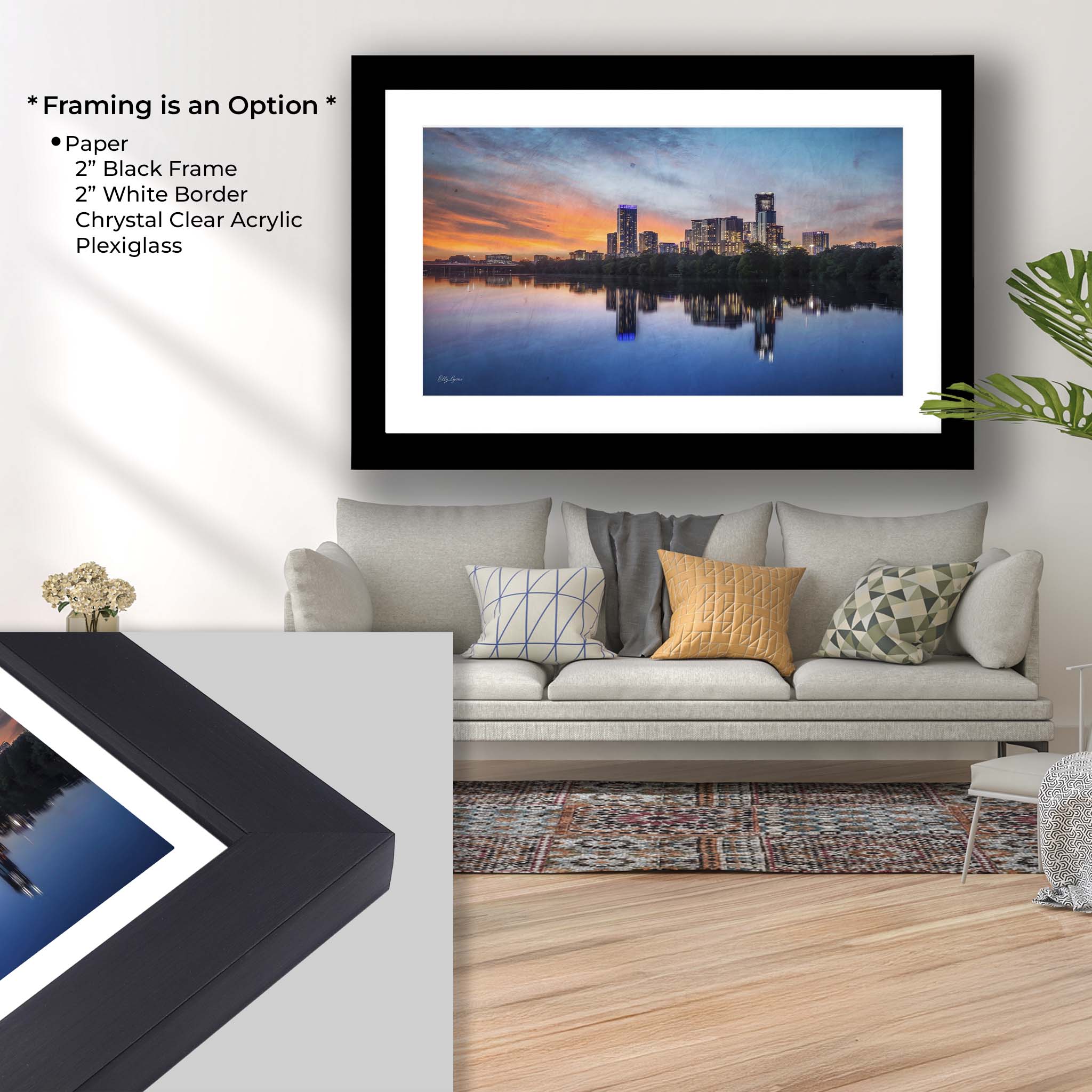 Austin Skyline Sunset – Vibrant Cityscape Art | Texas Skyline Print & Riverfront Wall Decor