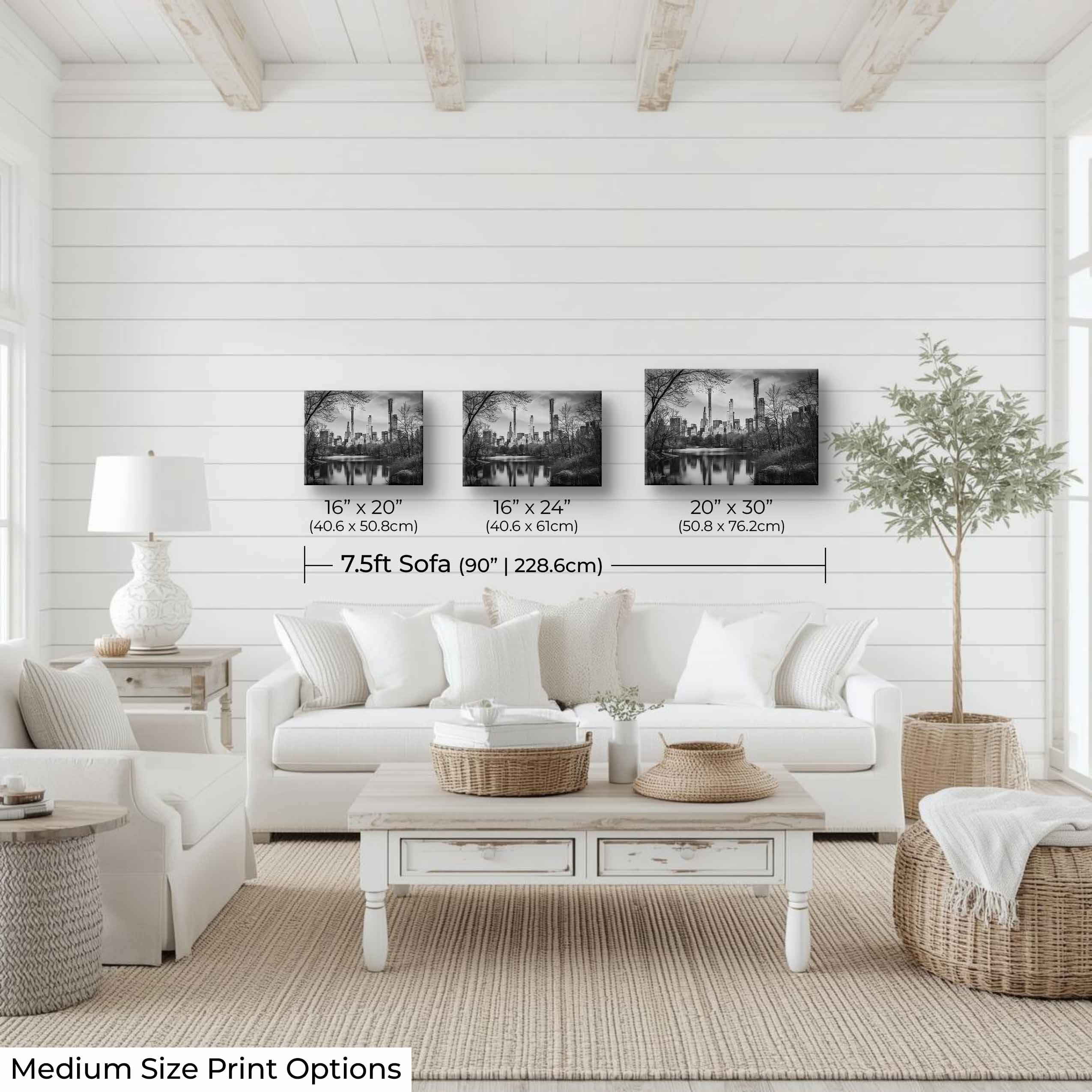 New York City Skyline Black & White Print - "Reflections of Manhattan"