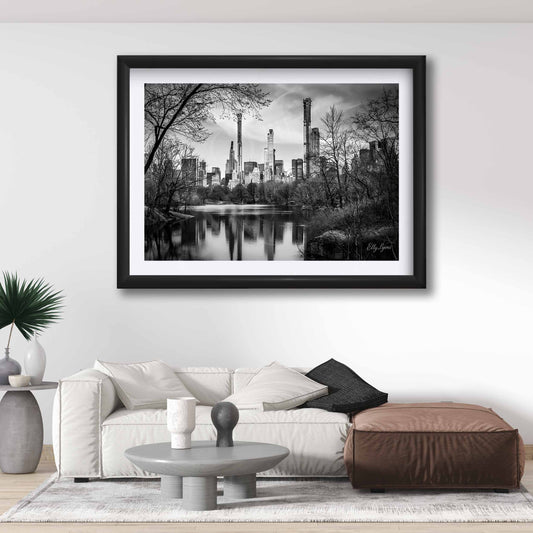 New York City Skyline Black & White Print - "Reflections of Manhattan"