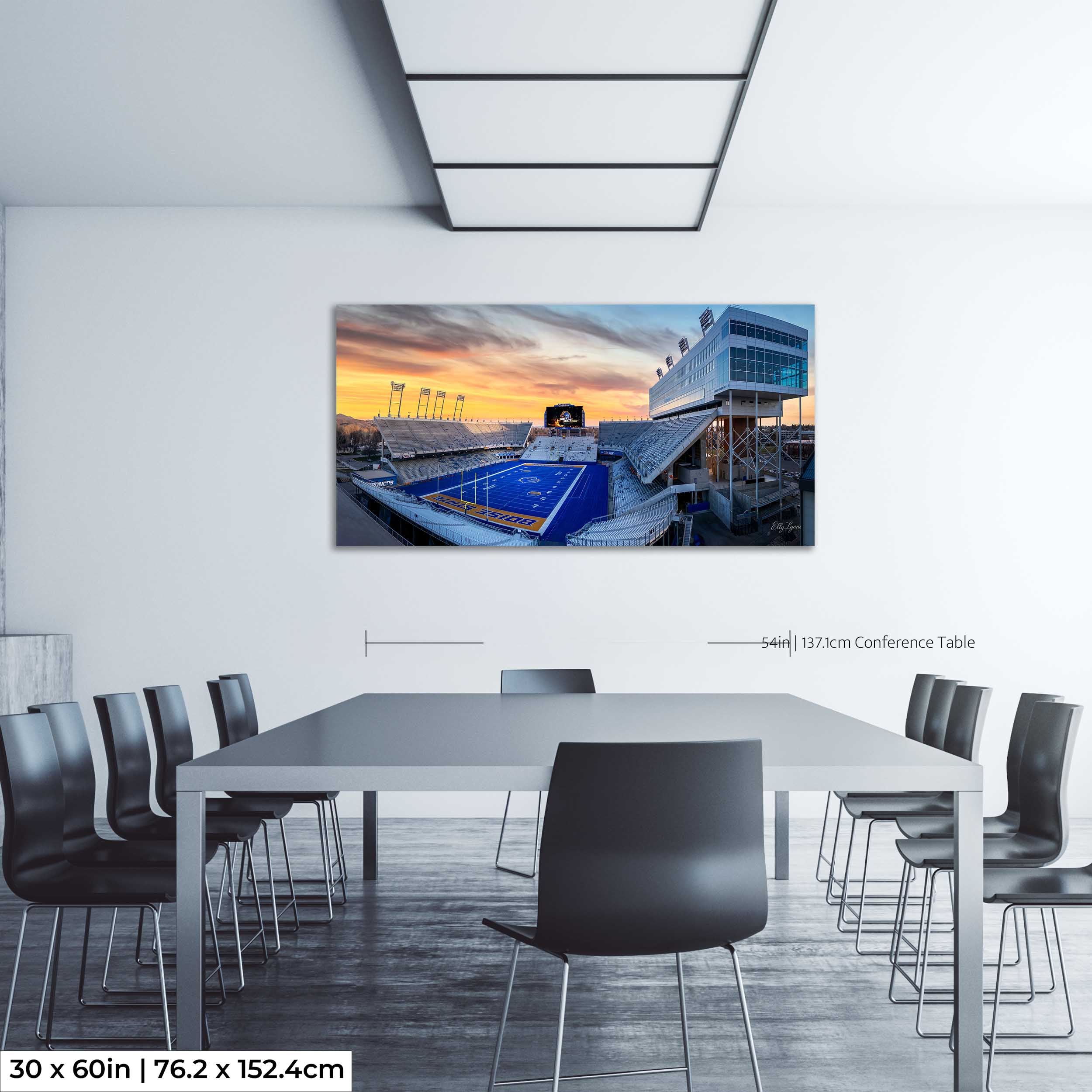 Blue Turf Art Print – Boise State Stadium Fine Art Panoramic Football Wall Decor