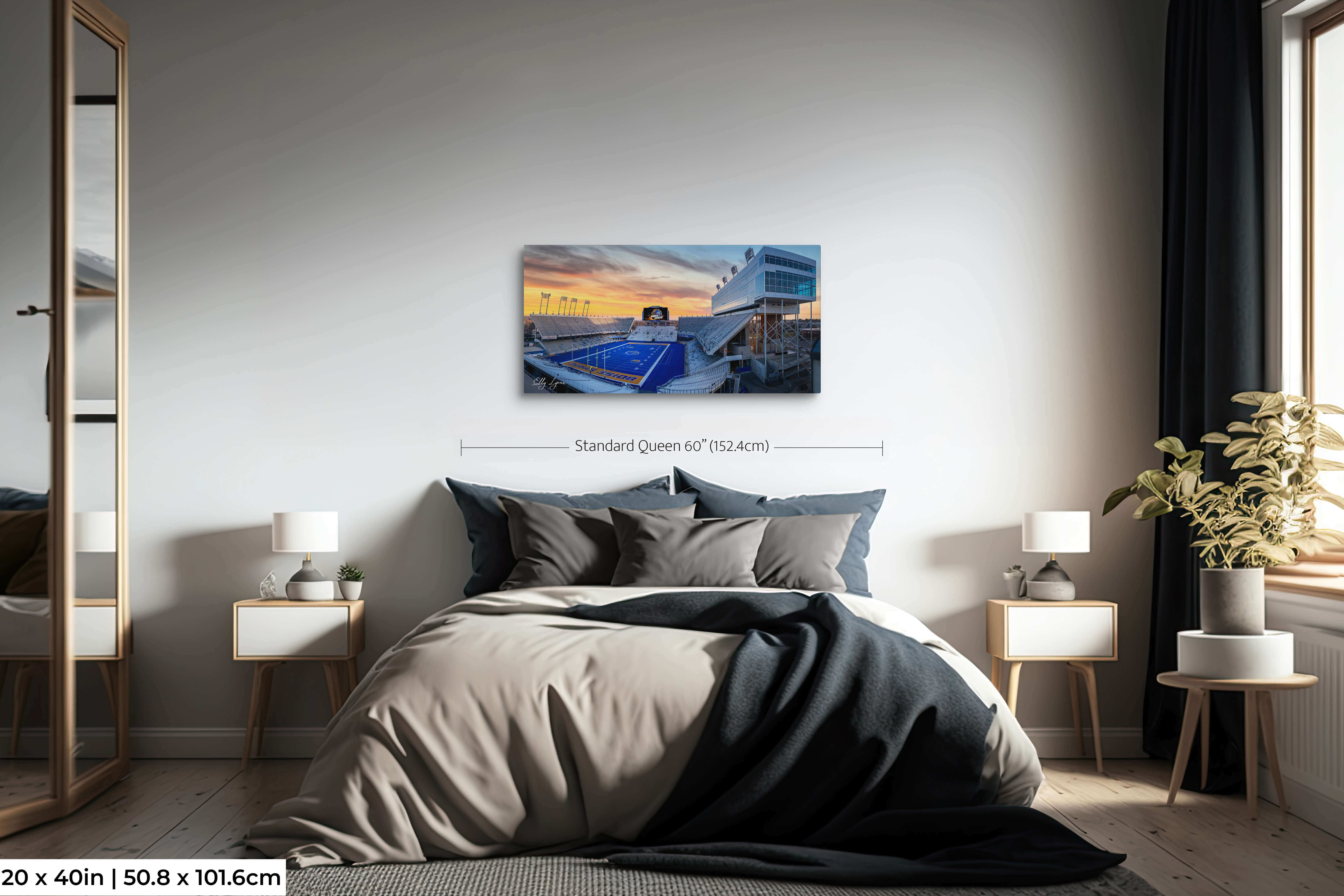 Blue Turf Art Print – Boise State Stadium Fine Art Panoramic Football Wall Decor