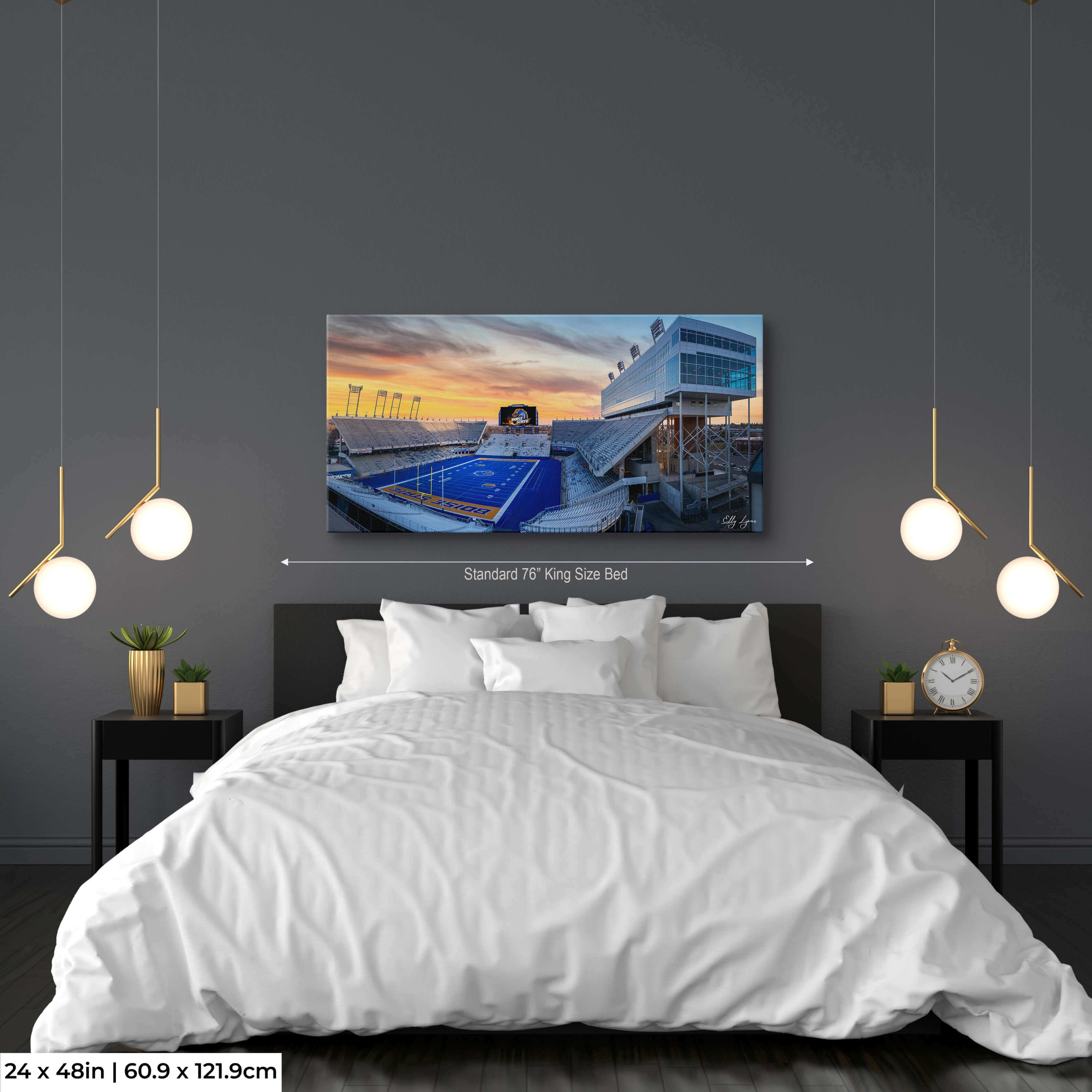 Blue Turf Art Print – Boise State Stadium Fine Art Panoramic Football Wall Decor