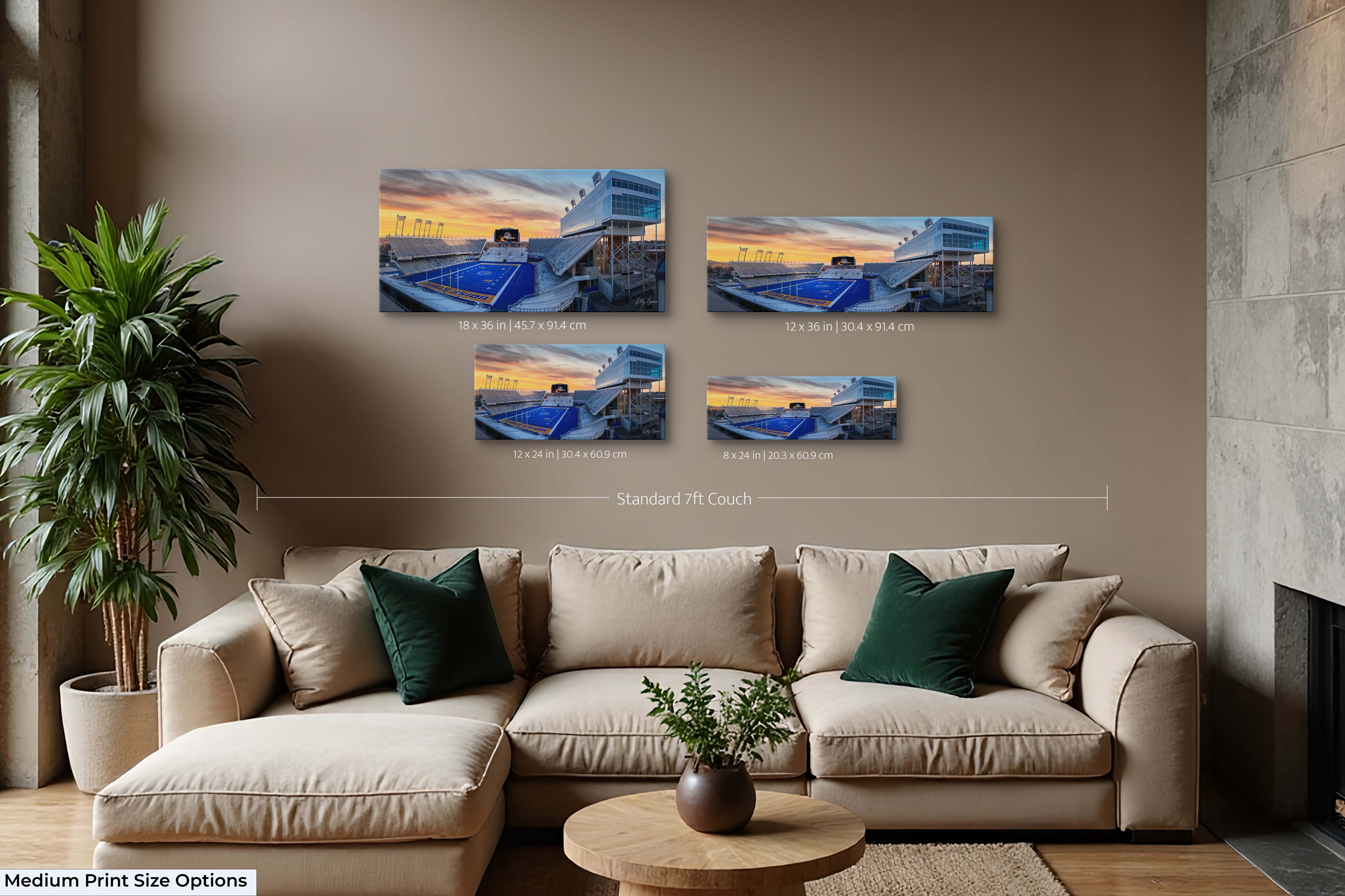 Blue Turf Art Print – Boise State Stadium Fine Art Panoramic Football Wall Decor
