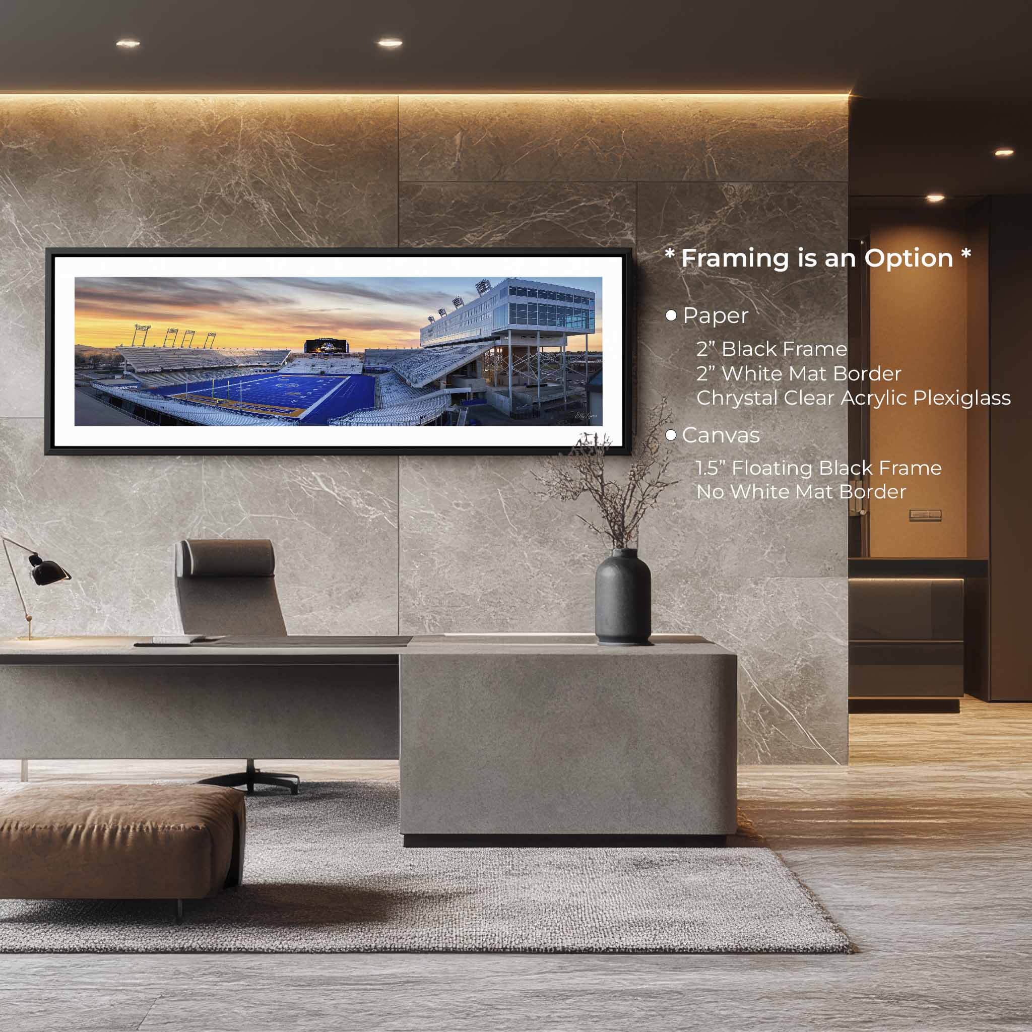 Blue Turf Art Print – Boise State Stadium Fine Art Panoramic Football Wall Decor