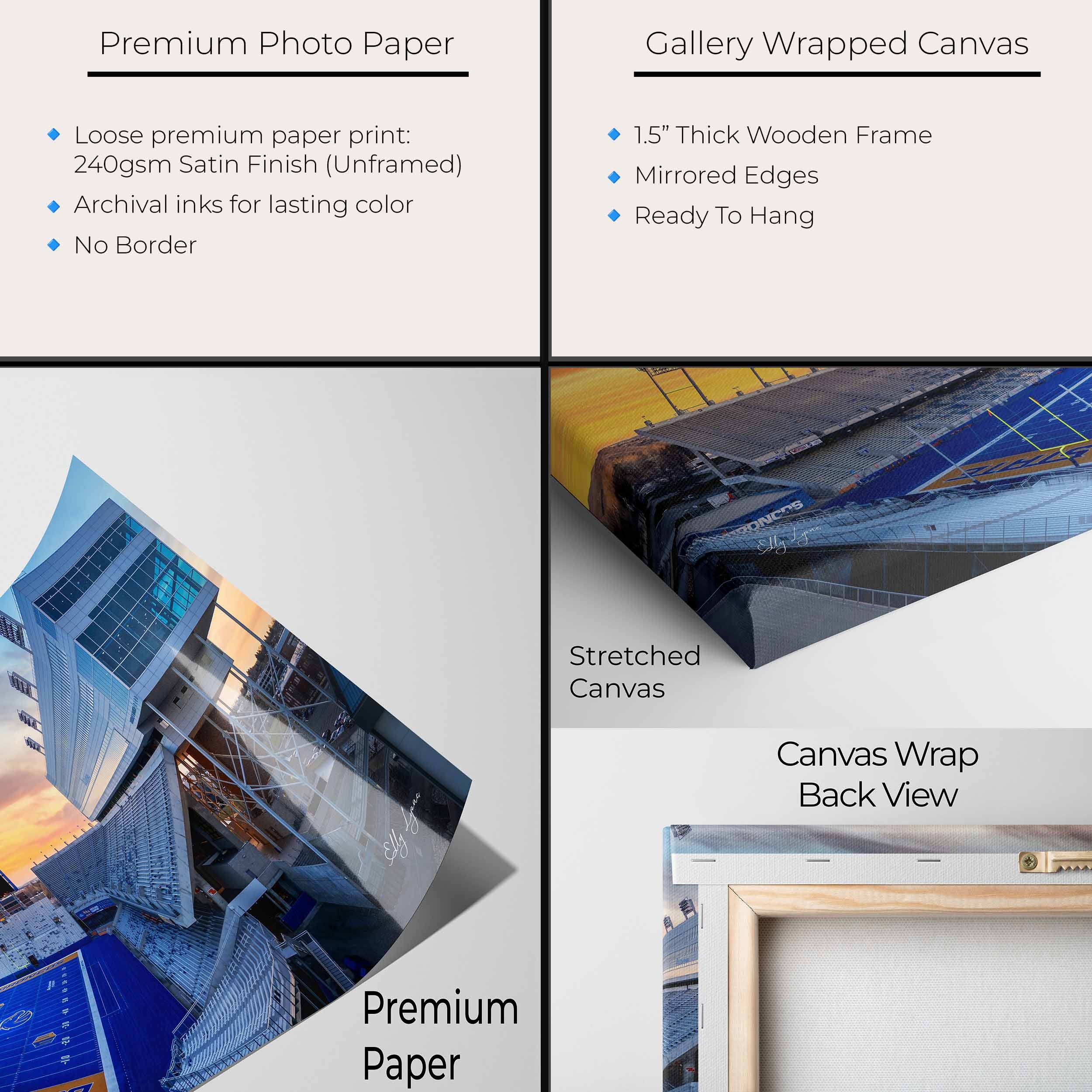 Blue Turf Art Print – Boise State Stadium Fine Art Panoramic Football Wall Decor