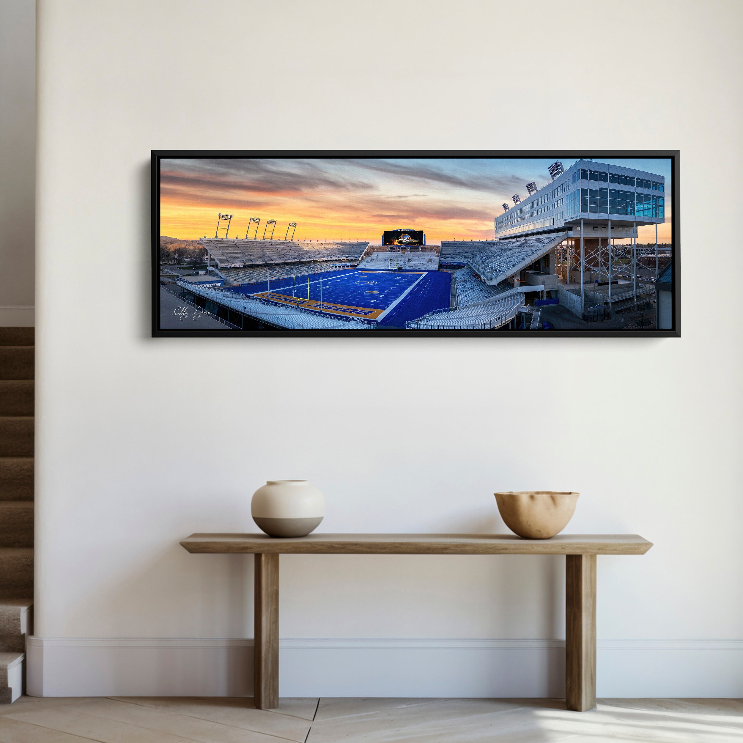 Blue Turf Art Print – Boise State Stadium Fine Art Panoramic Football Wall Decor