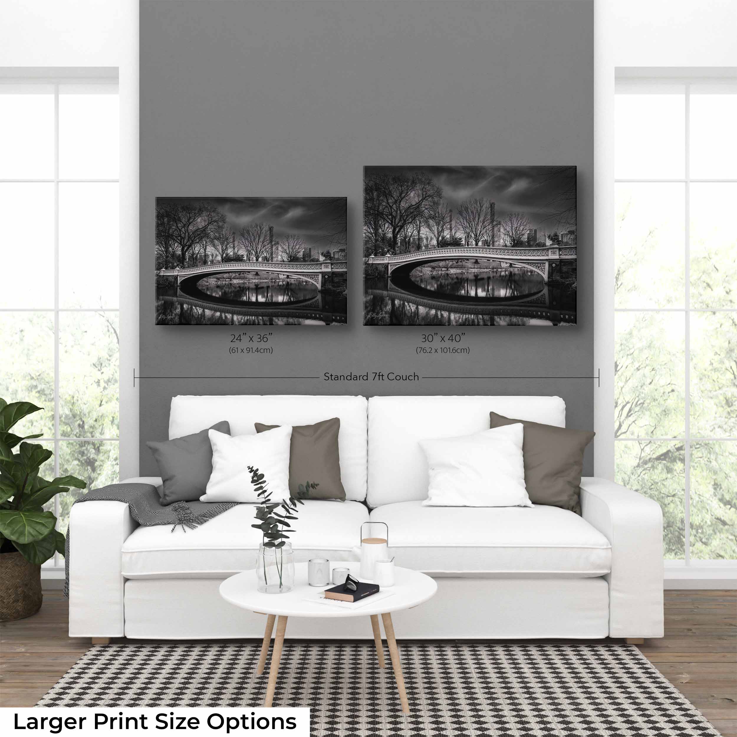 Bowe Bridge at Central Park Black & White Print - "The Crossing Place, What the Water Knows"