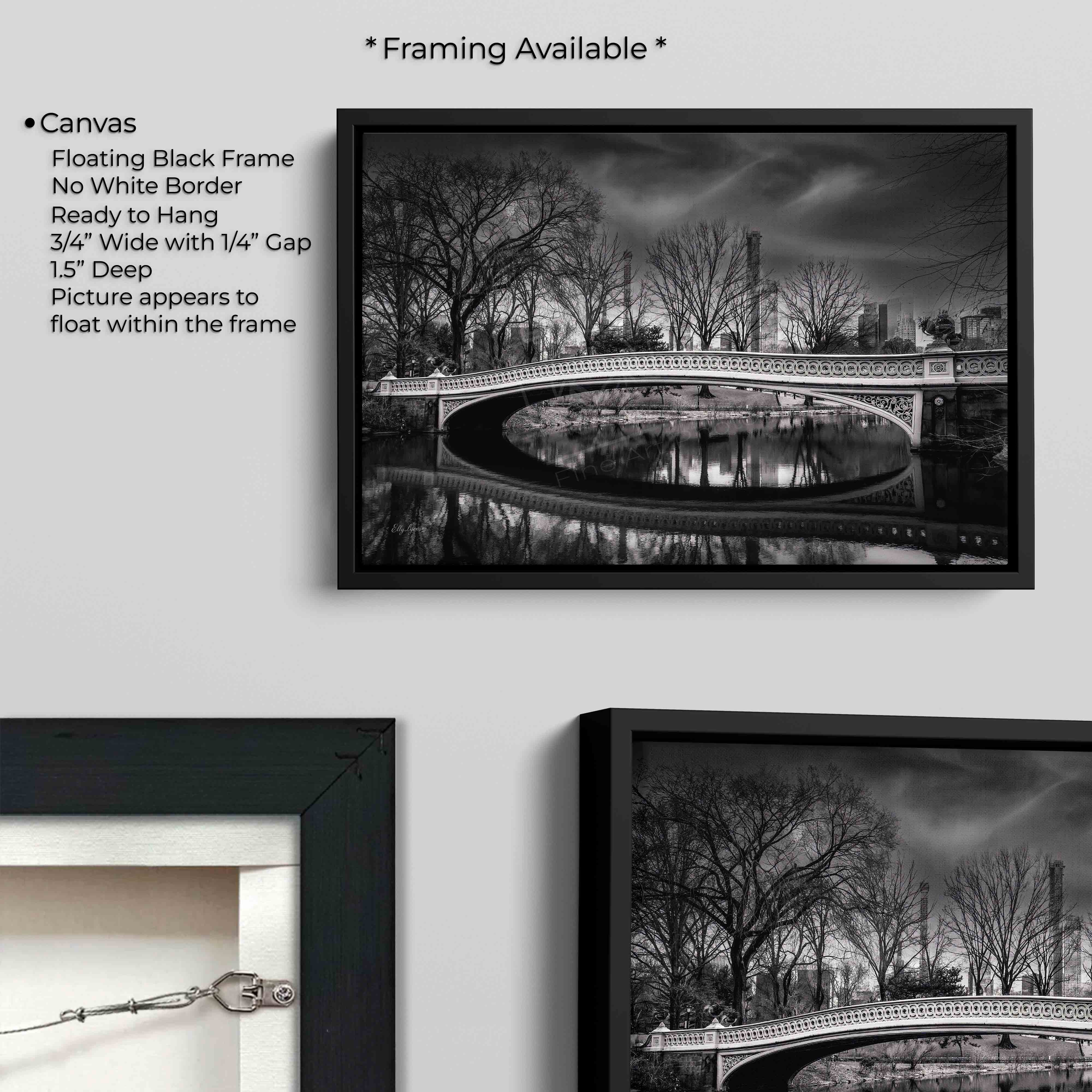 Bowe Bridge at Central Park Black & White Print - "The Crossing Place, What the Water Knows"