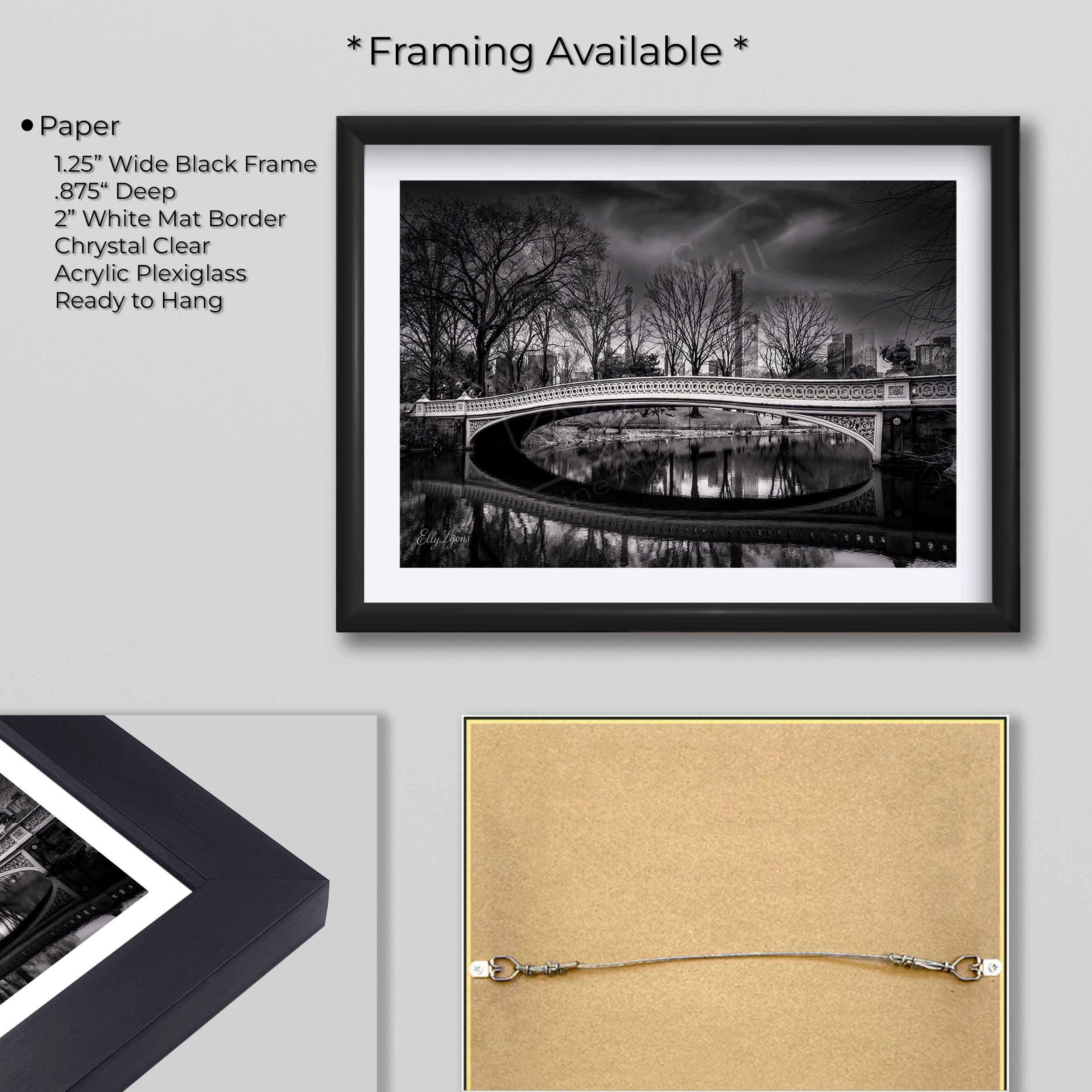 Bowe Bridge at Central Park Black & White Print - "The Crossing Place, What the Water Knows"