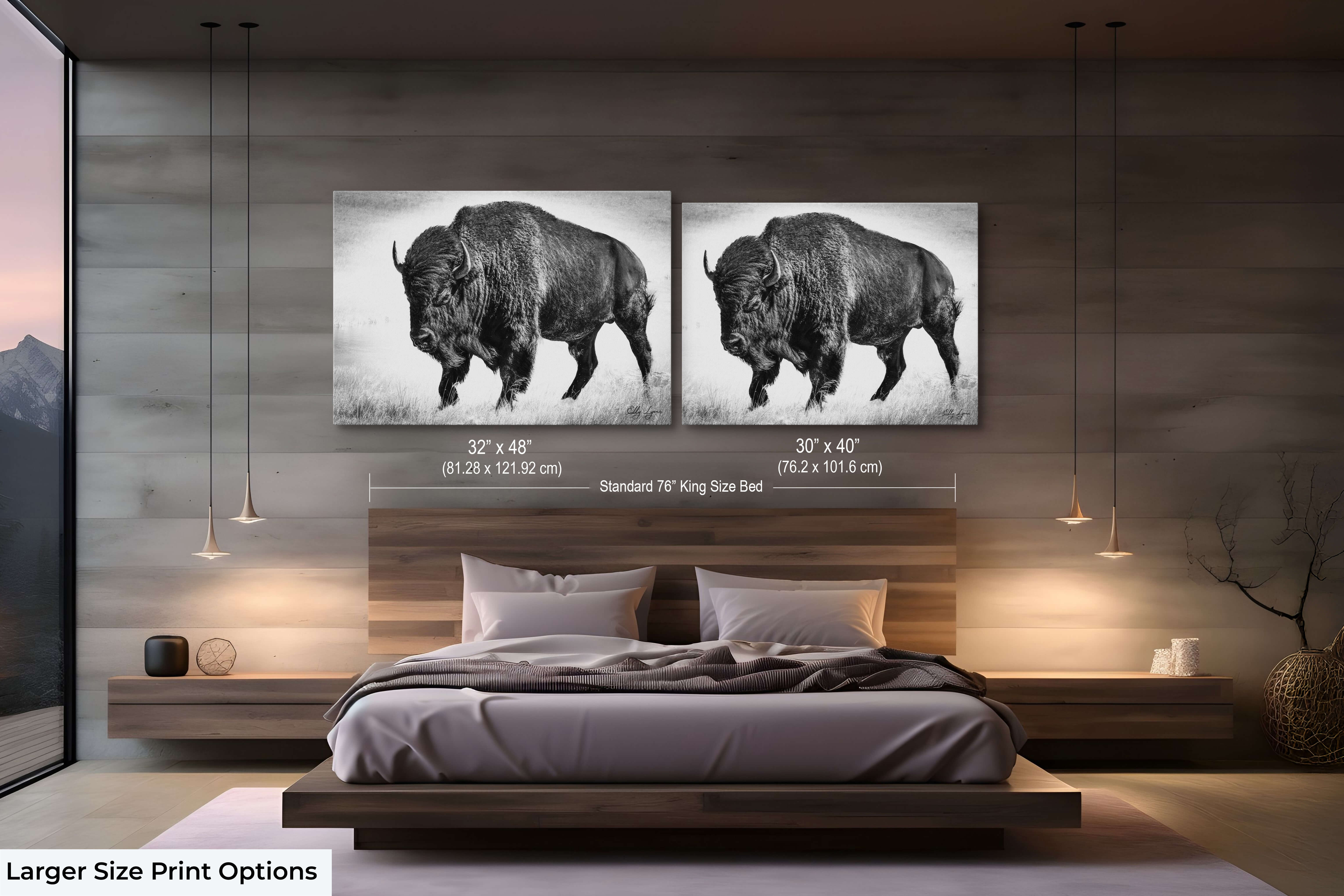 Buffalo Bison Art Print – Yellowstone Wildlife Art Prints | Rustic Western Wall Decor