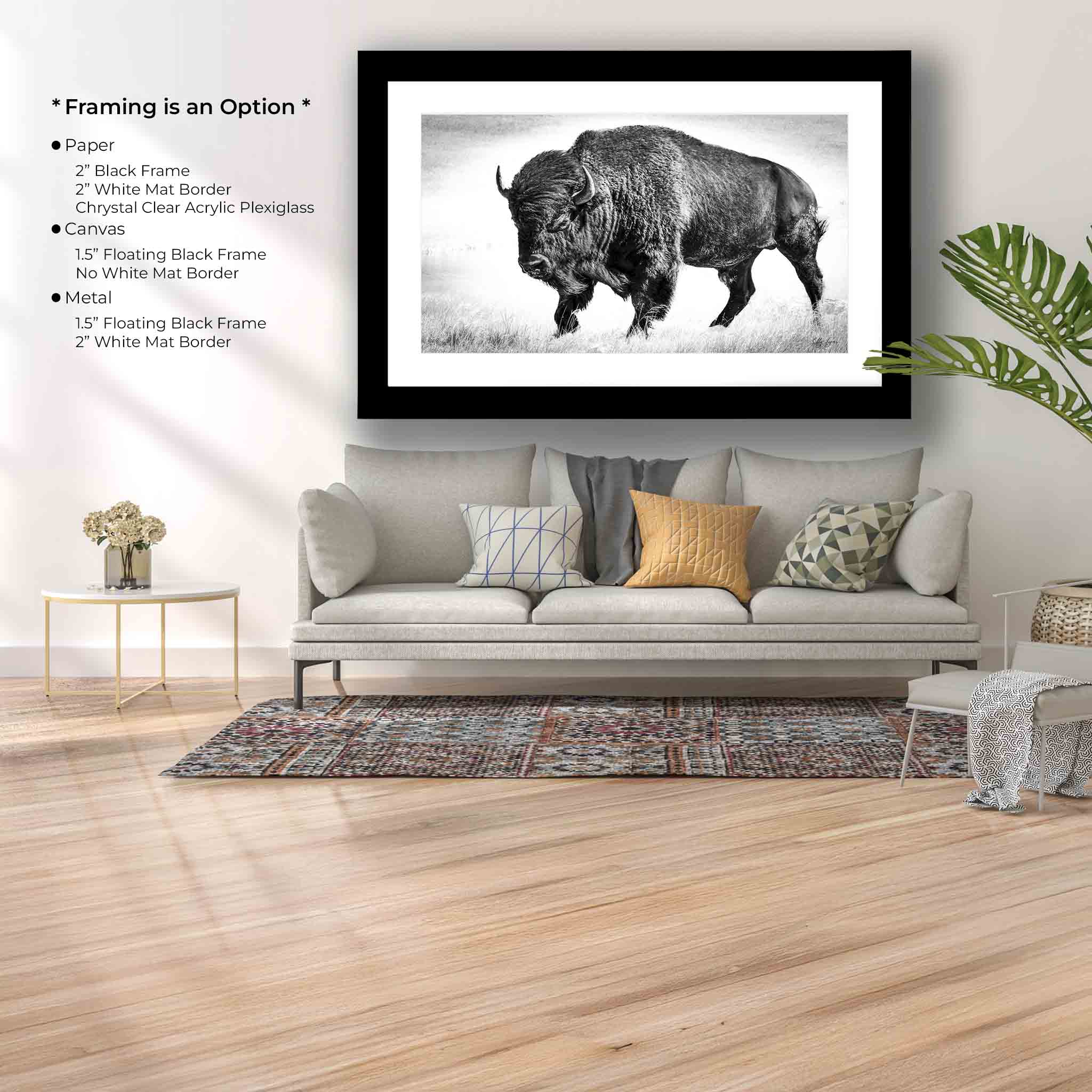 Buffalo Bison Art Print – Yellowstone Wildlife Art Prints | Rustic Western Wall Decor