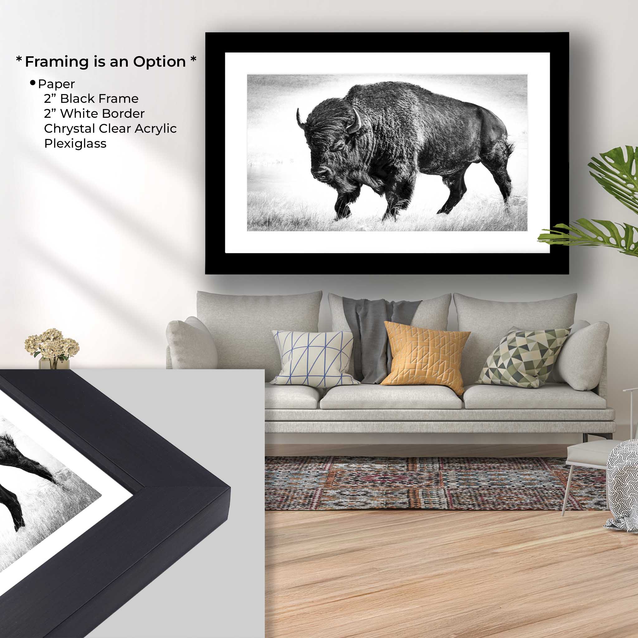 Buffalo Bison Art Print – Yellowstone Wildlife Art Prints | Rustic Western Wall Decor