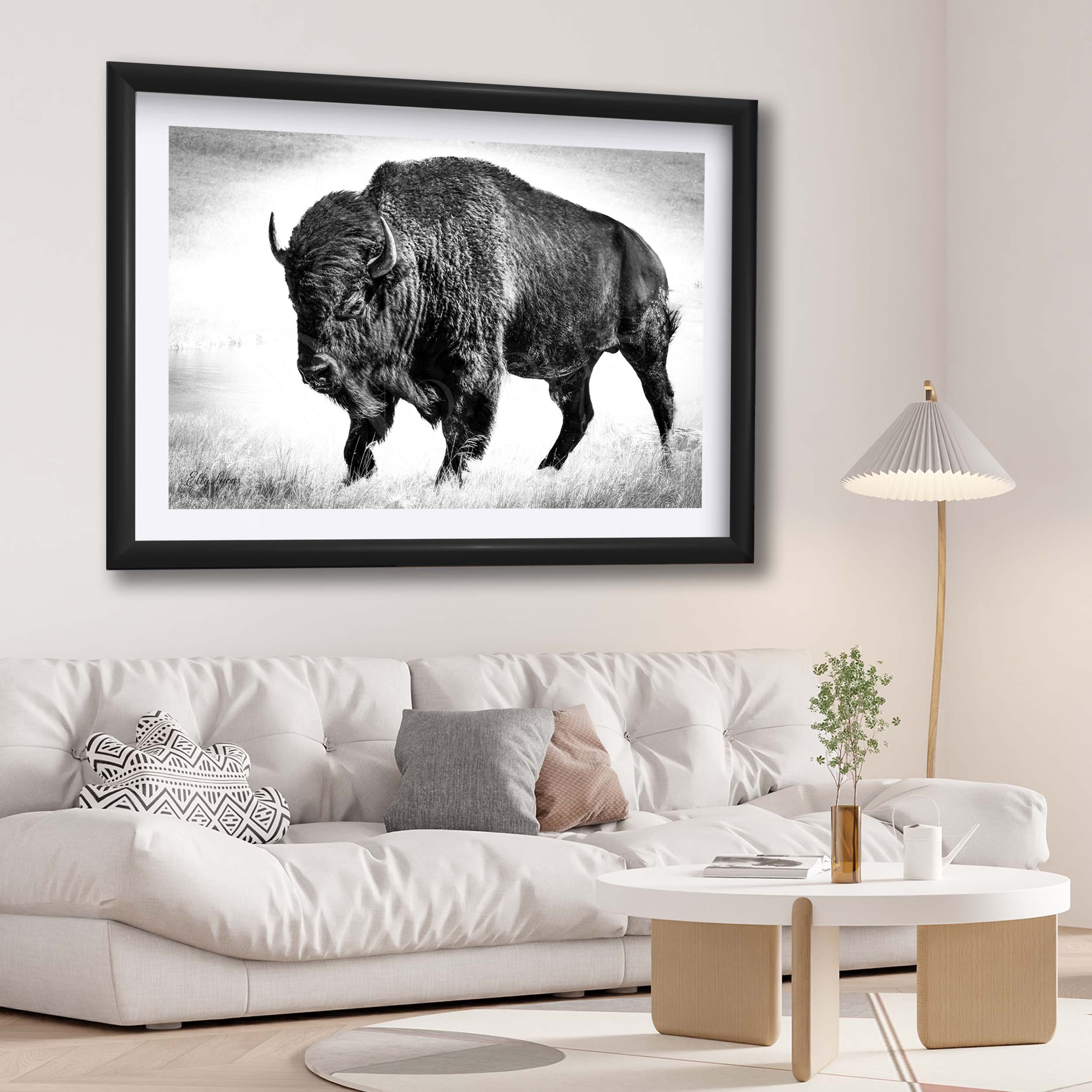 Buffalo Bison Art Print – Yellowstone Wildlife Rustic Wall Decor