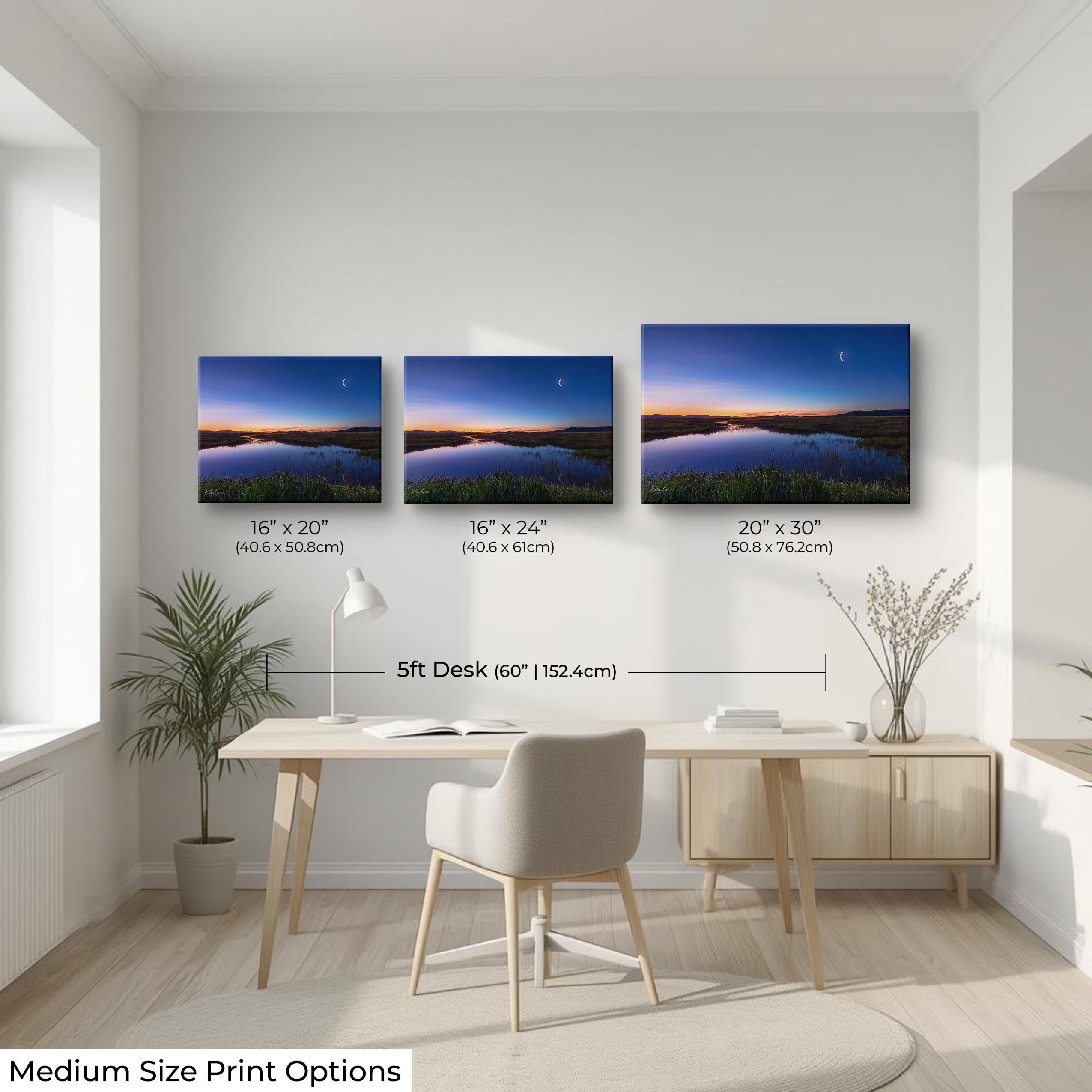 Camas Prairie Idaho Twilight Print - “Moonrise Over Still Waters”