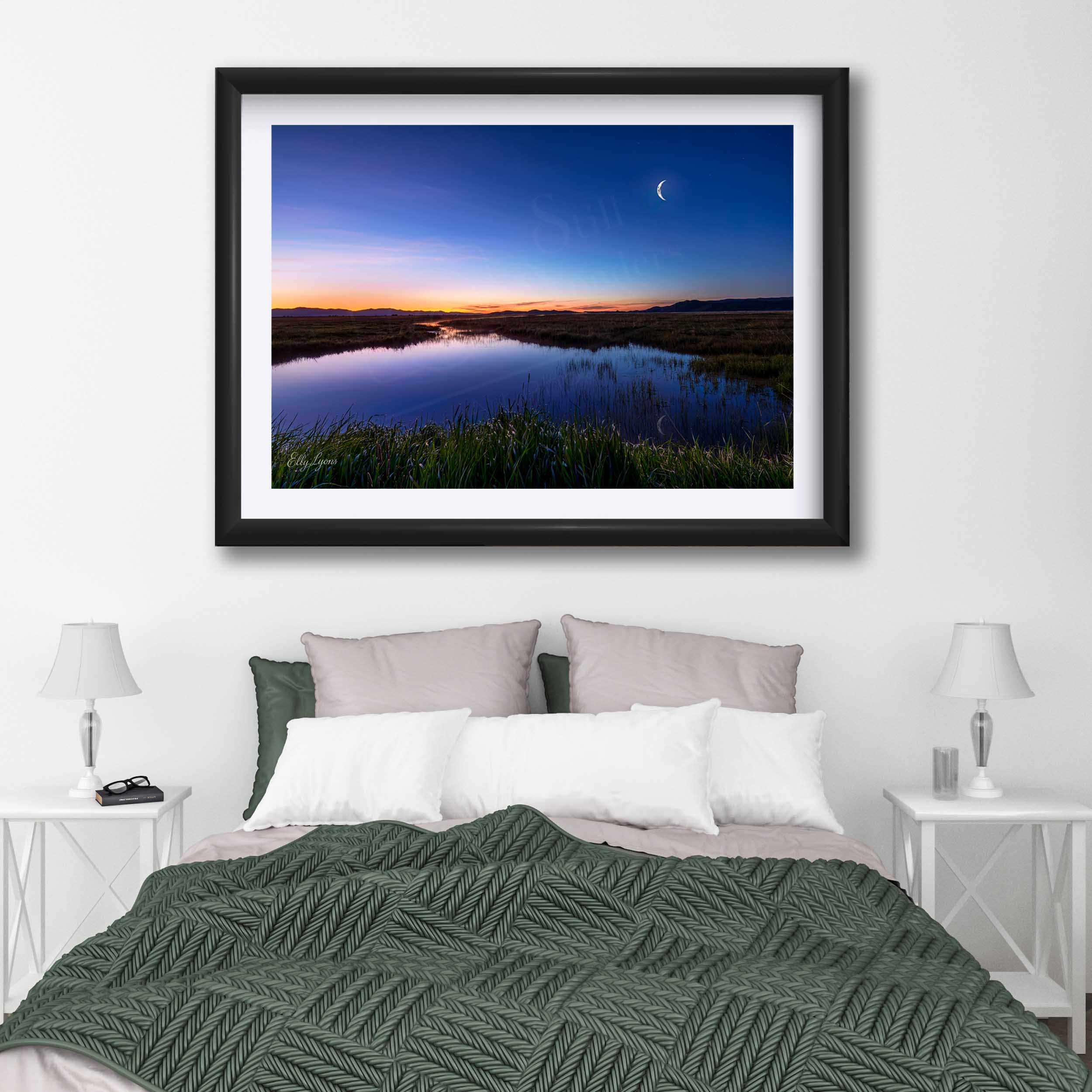 Camas Prairie Idaho Twilight Print - “Moonrise Over Still Waters”