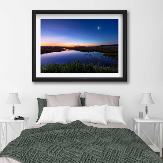 Camas Prairie Idaho Twilight Print - “Moonrise Over Still Waters”