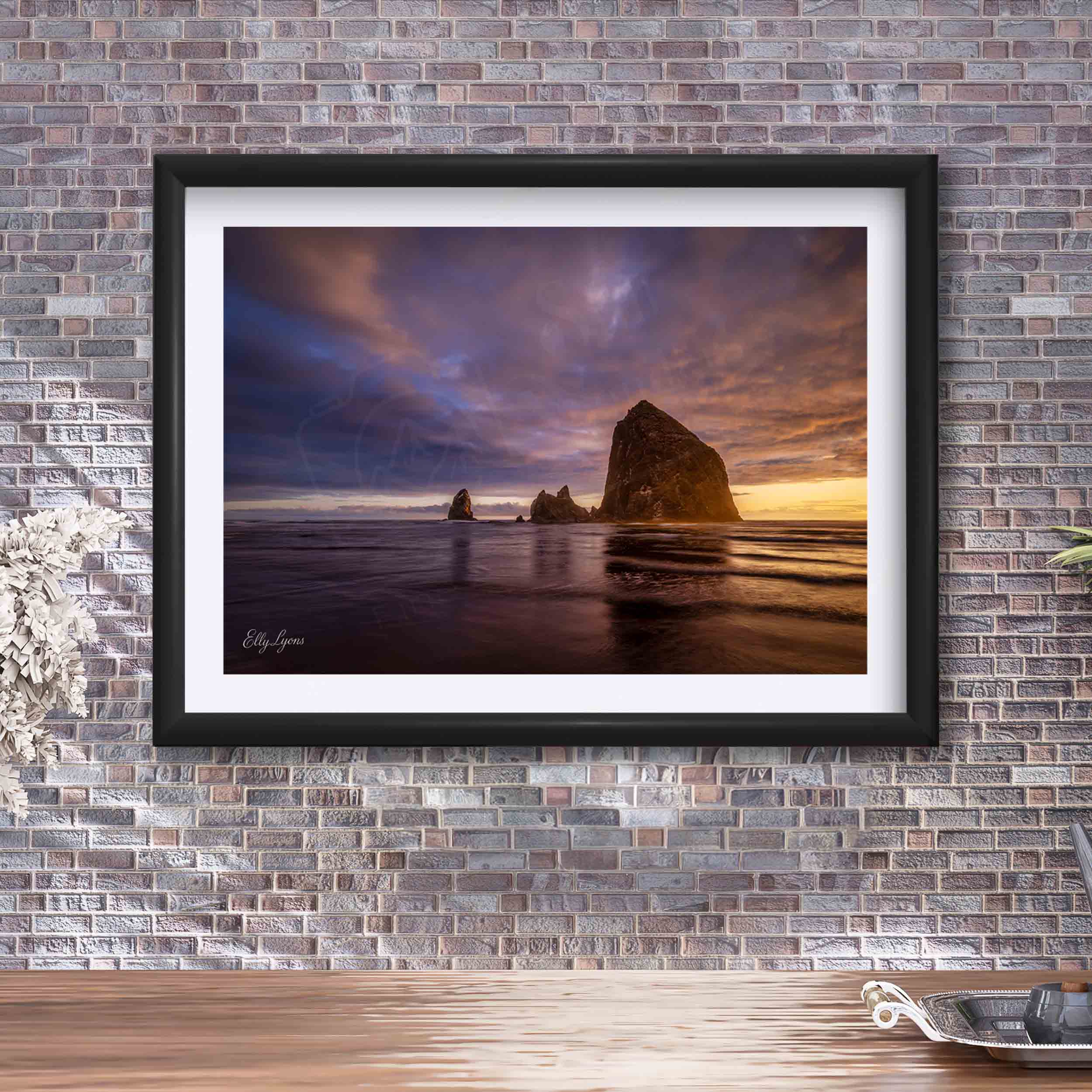 Haystack Rock Sunset Print - "Refuge in the Chaos"