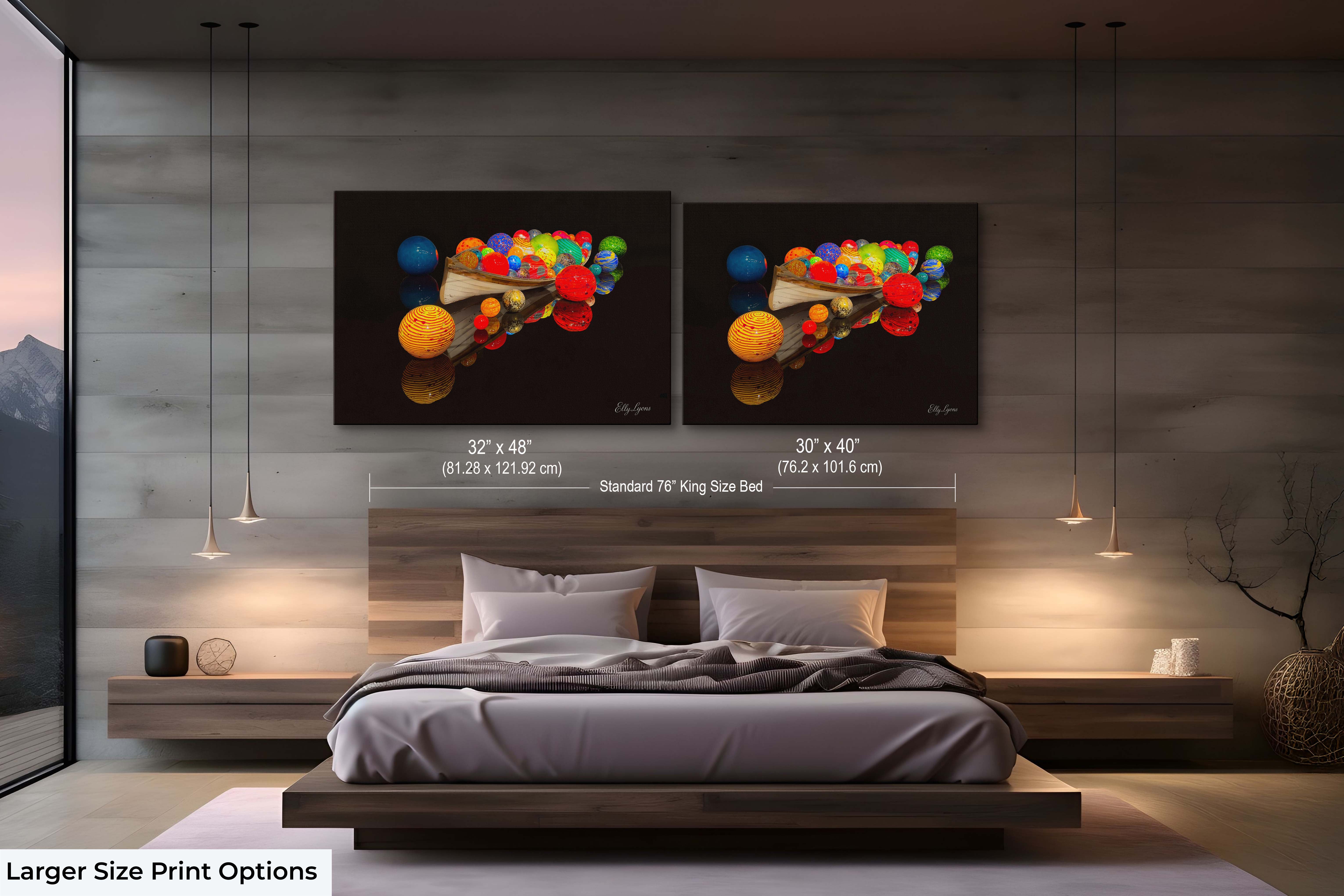 Modern Fine Art Print – Celestial Reflections Abstract Boat and Colorful Wall Art